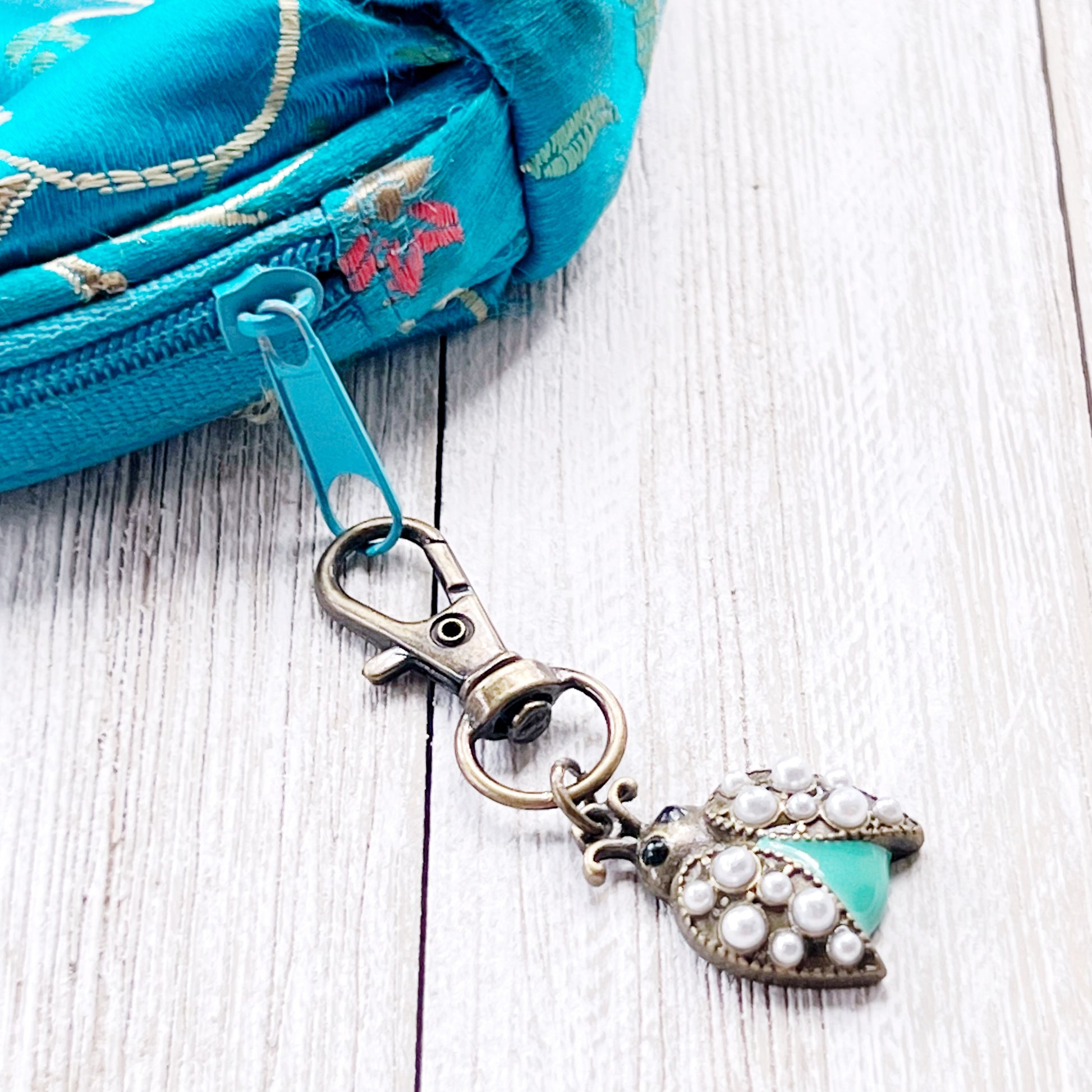 Butterfly & Ladybug Zipper Pull Keychain Charm with Rhinestones - Stylish and Whimsical Accessory for Your Bag