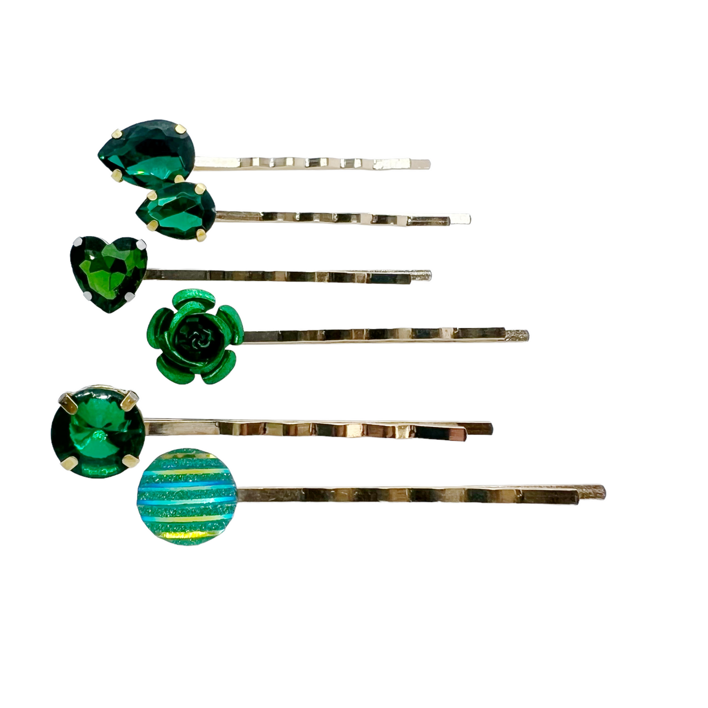 Emerald Green Rhinestone Hair Pin Set: Glamorous Accessories for Elegant Styles