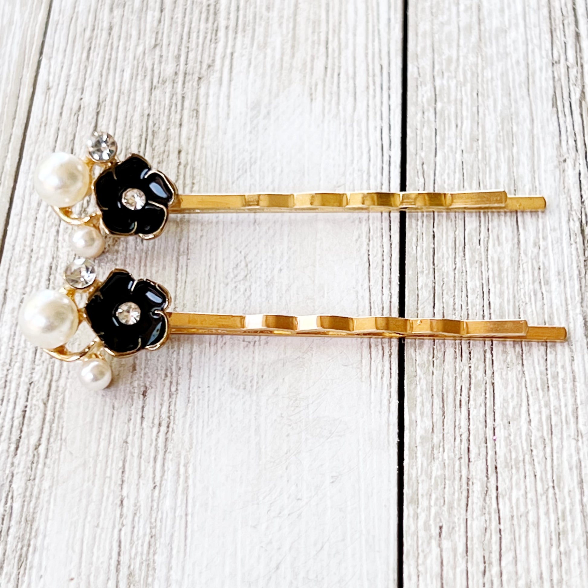 Black Flower Hair Pins - Floral Bobby Pins for Women's Hairstyles | Decorative Hair Accessories and Barrettes
