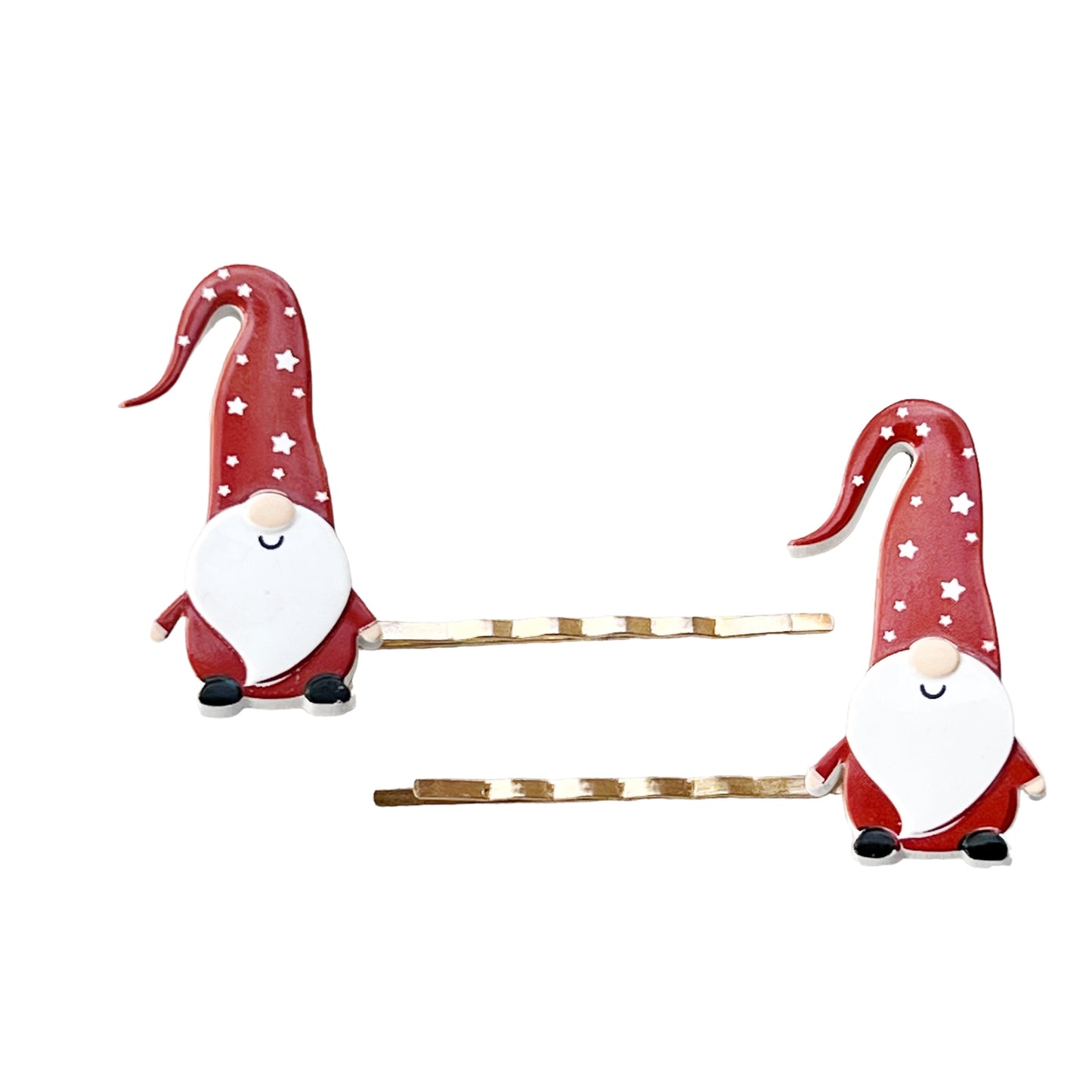 Dark Red Gnome Christmas Hair Pins