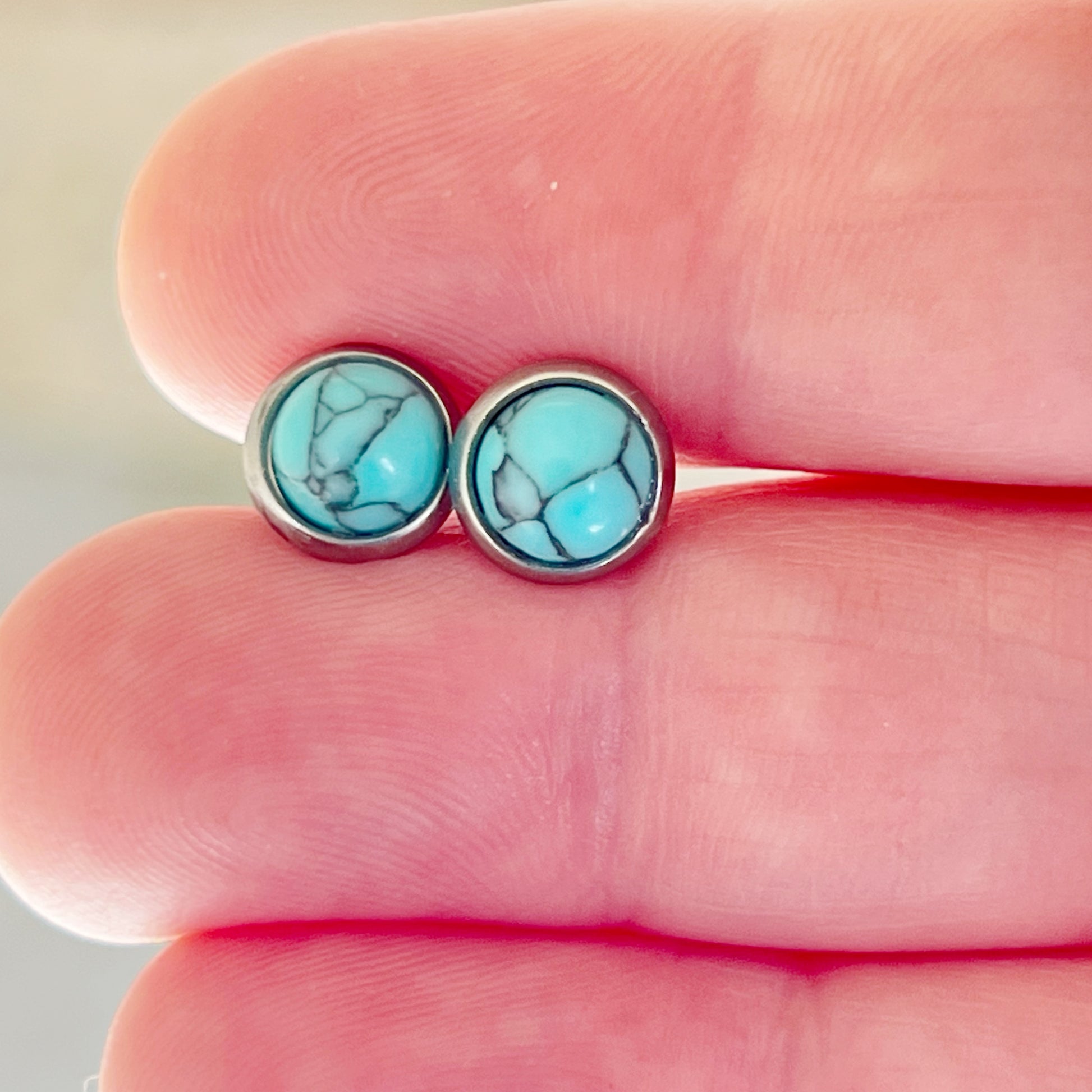 Turquoise 6mm Stud Earrings