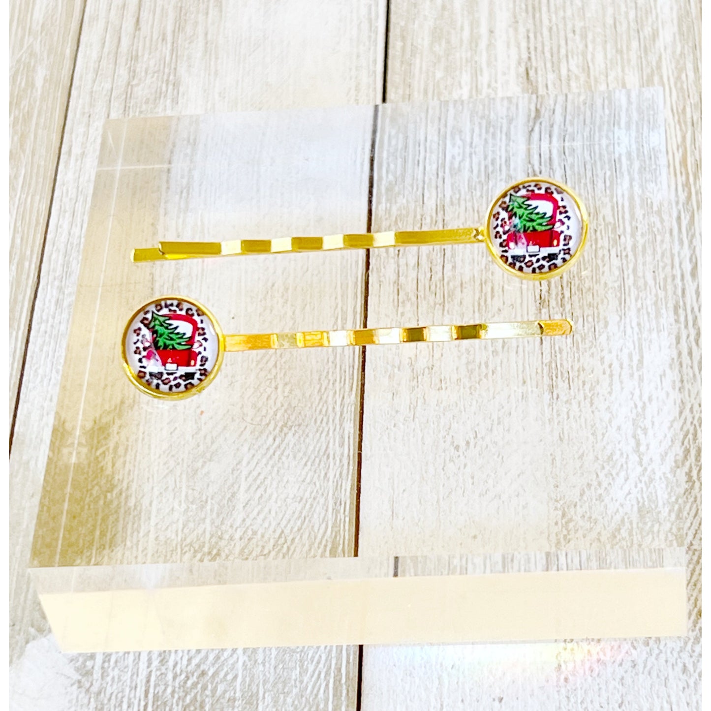 Red Truck Christmas Tree Holiday Bobby Pins