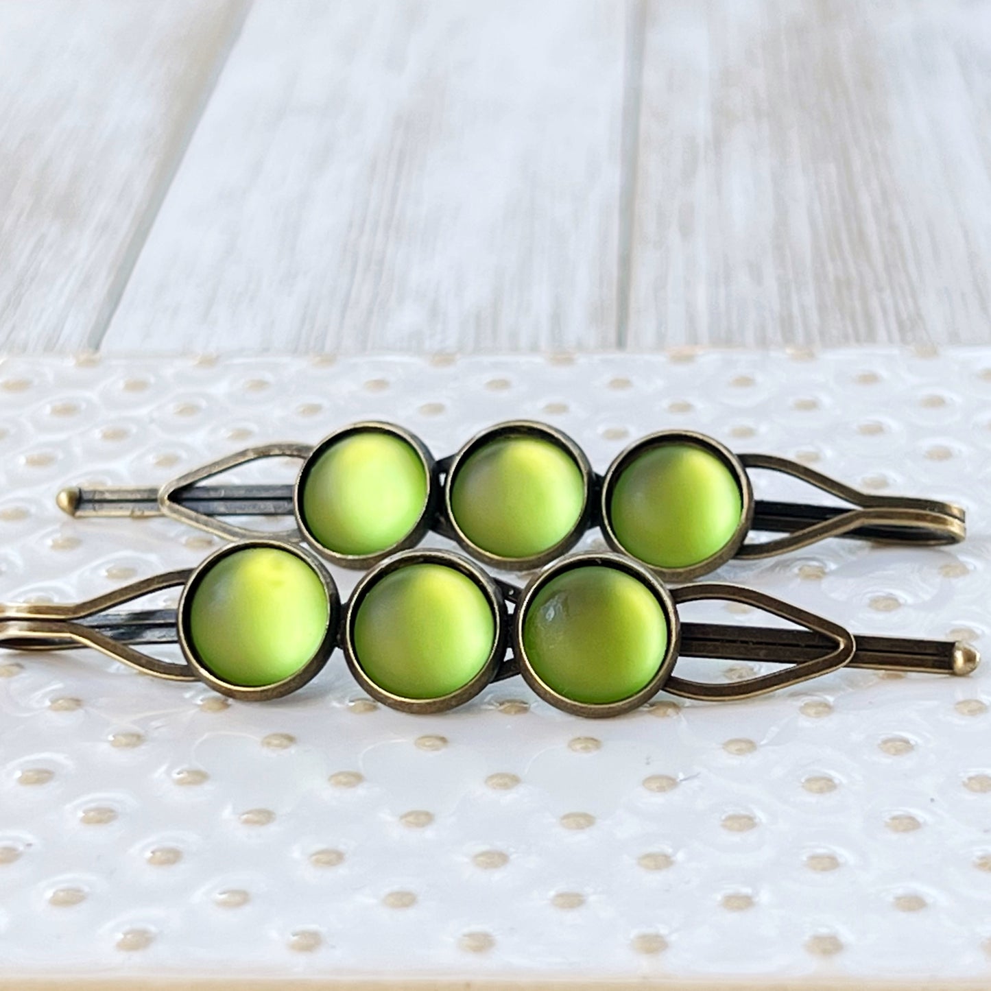Candy Green Satin Acrylic Hair Pins: Sweet & Vibrant Accessories for Your Hair