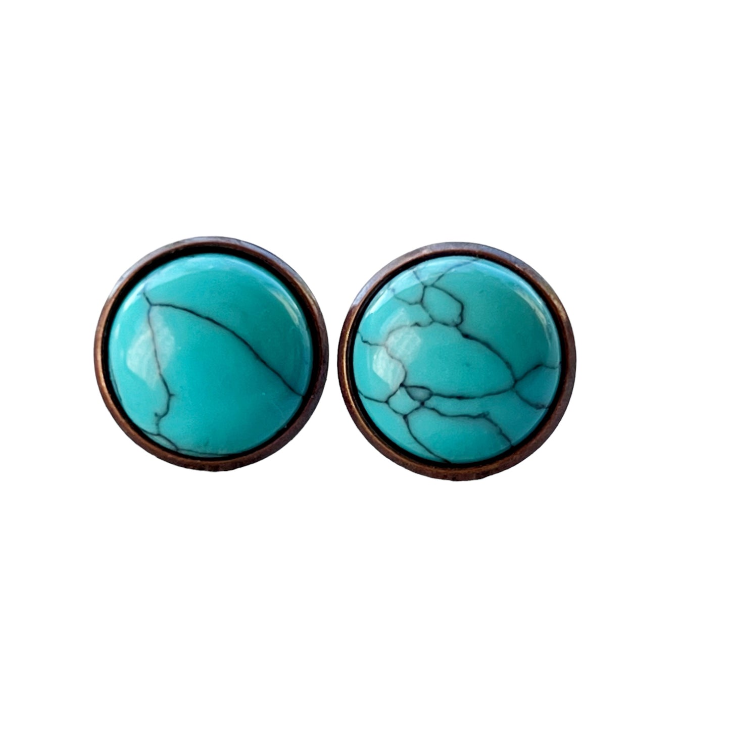 Turquoise 12mm Copper Stud Earrings