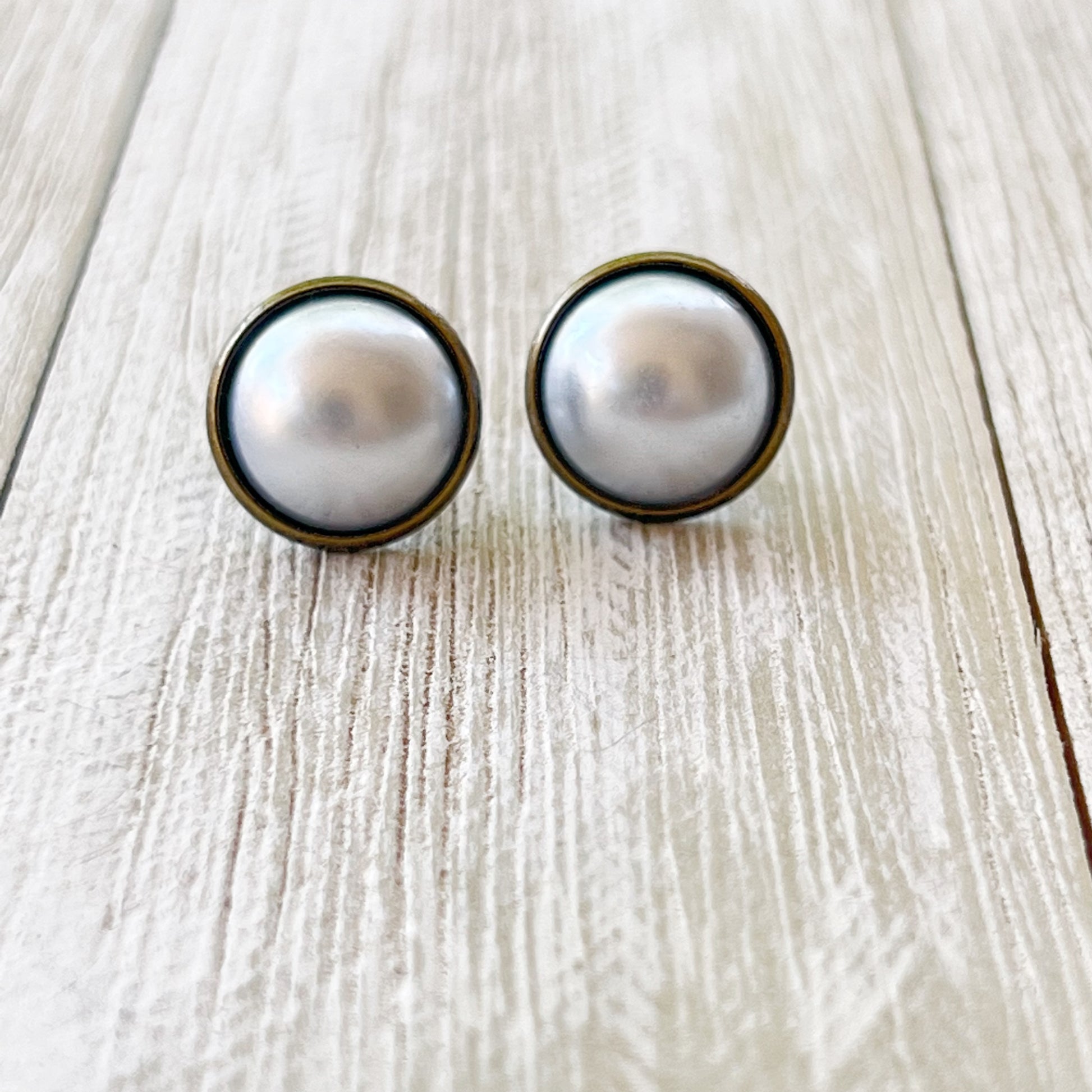 Silver White Pearl Earrings Studs, Stainless Steel Earrings, Boho Earrings, Bridesmaid Earrings, Mens Earrings Stud, Unique Earring
