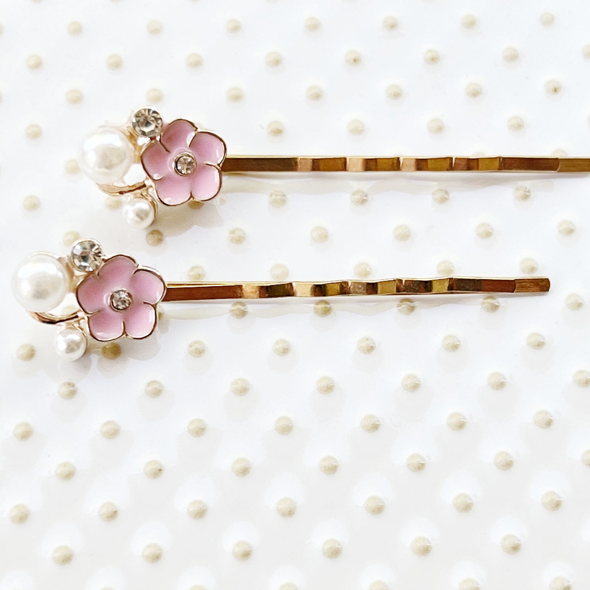 Pink Pearl & Rhinestone Flower Hair Pins: Decorative Boho Accessories for Women