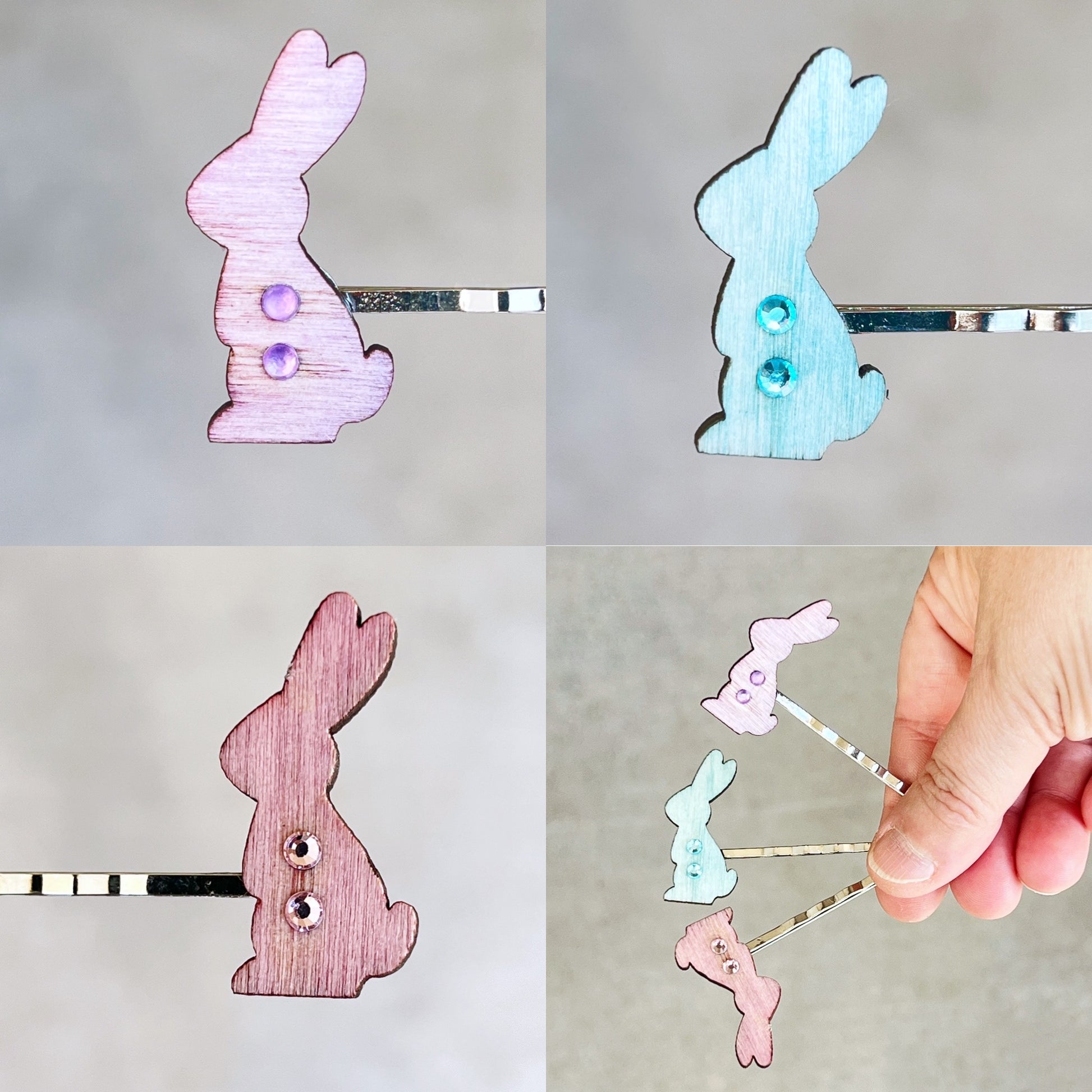Bunny Rabbit Hair Pins - Easter Hair Accessories | Bunny Bobby Pins for Women's Hairstyles, Set of 3
