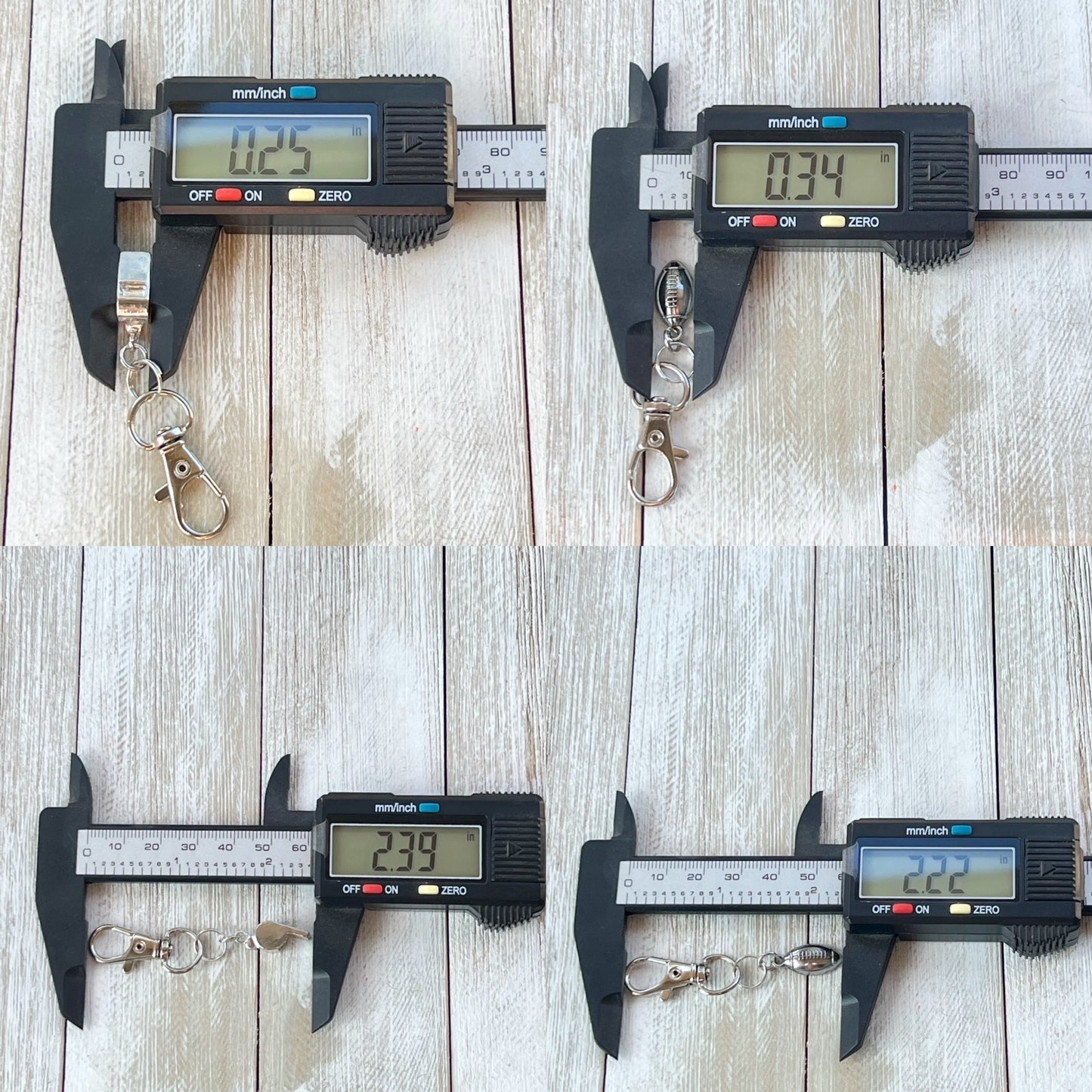 Football Zipper Pull Keychain Charm with Whistle