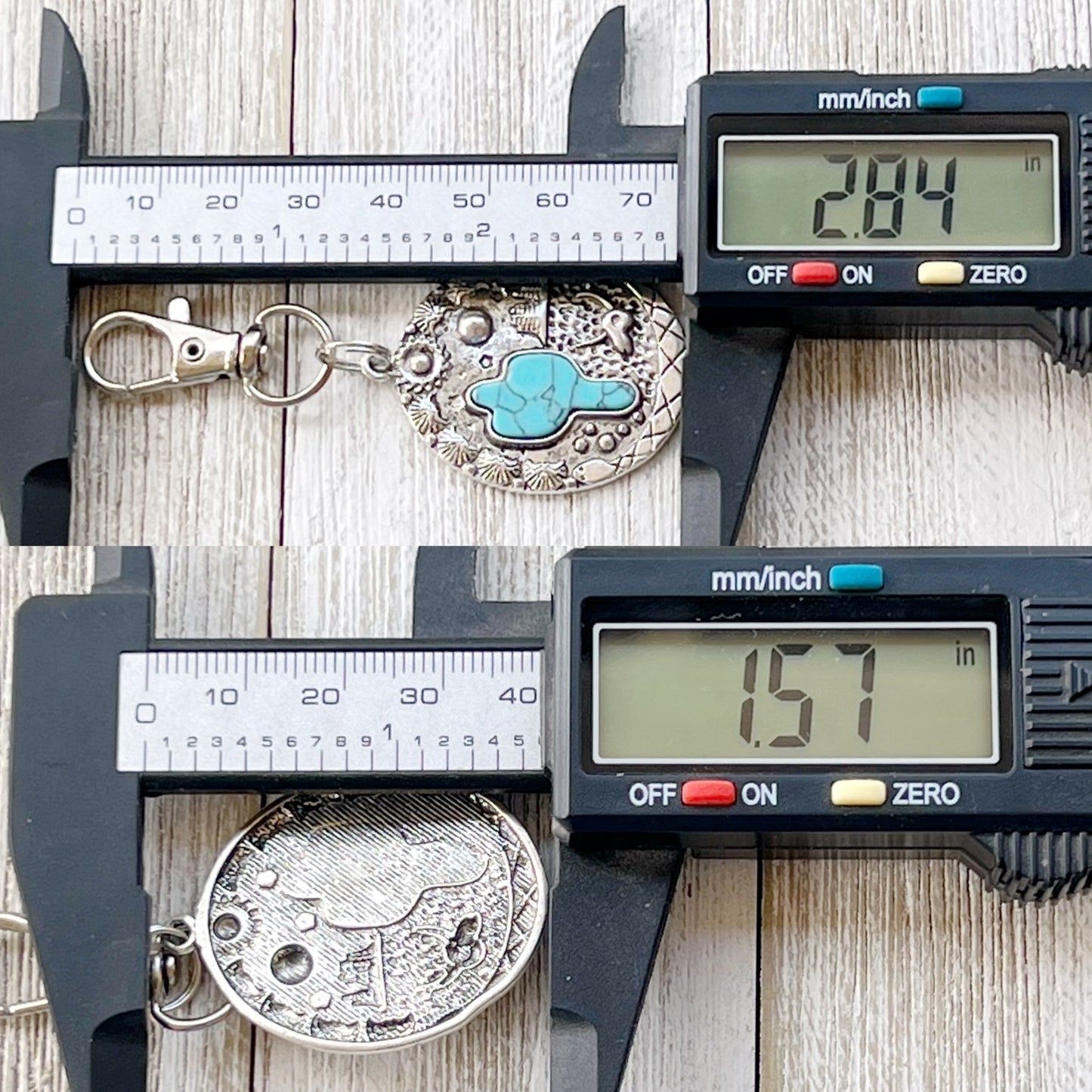 Turquoise Western Cactus Zipper Pull: Chic Southwestern Handbag Charm