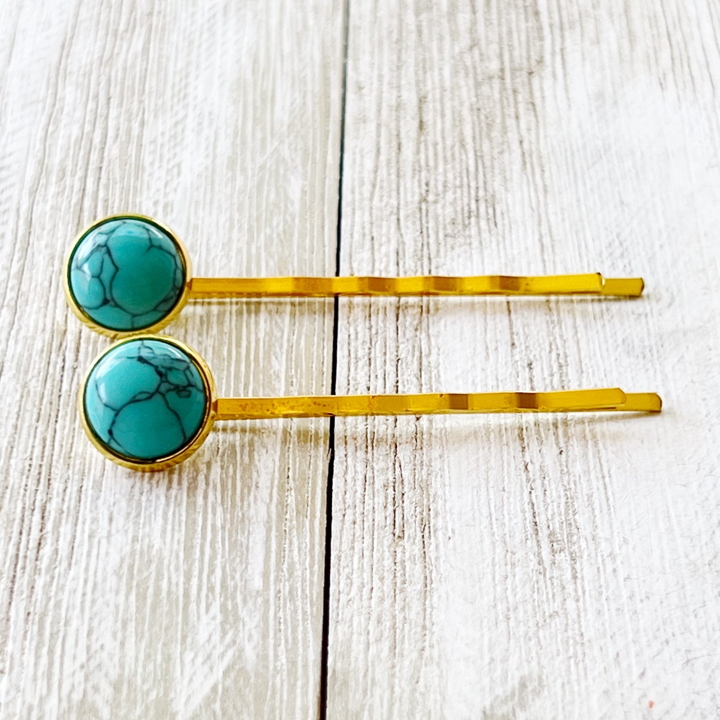 Turquoise Hair Pins - Western Cowgirl Decorative Gold Bobby Pin, Women's Southwestern Hair Accessories