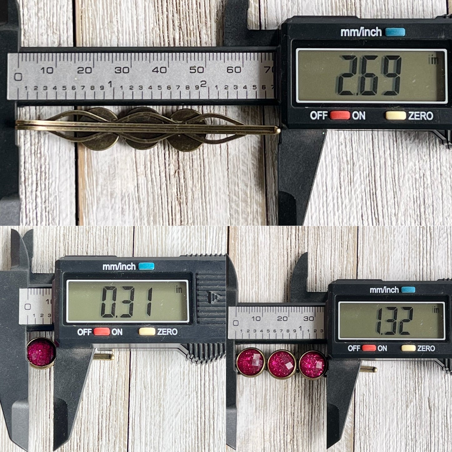 Hot Pink Rhinestone Hair Pins