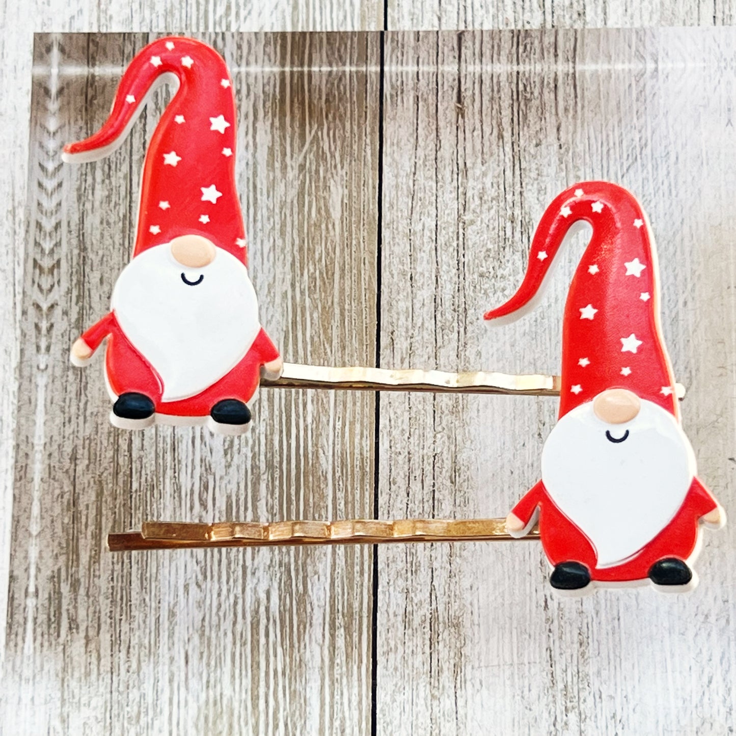 Red Gnome Christmas Hair Pins