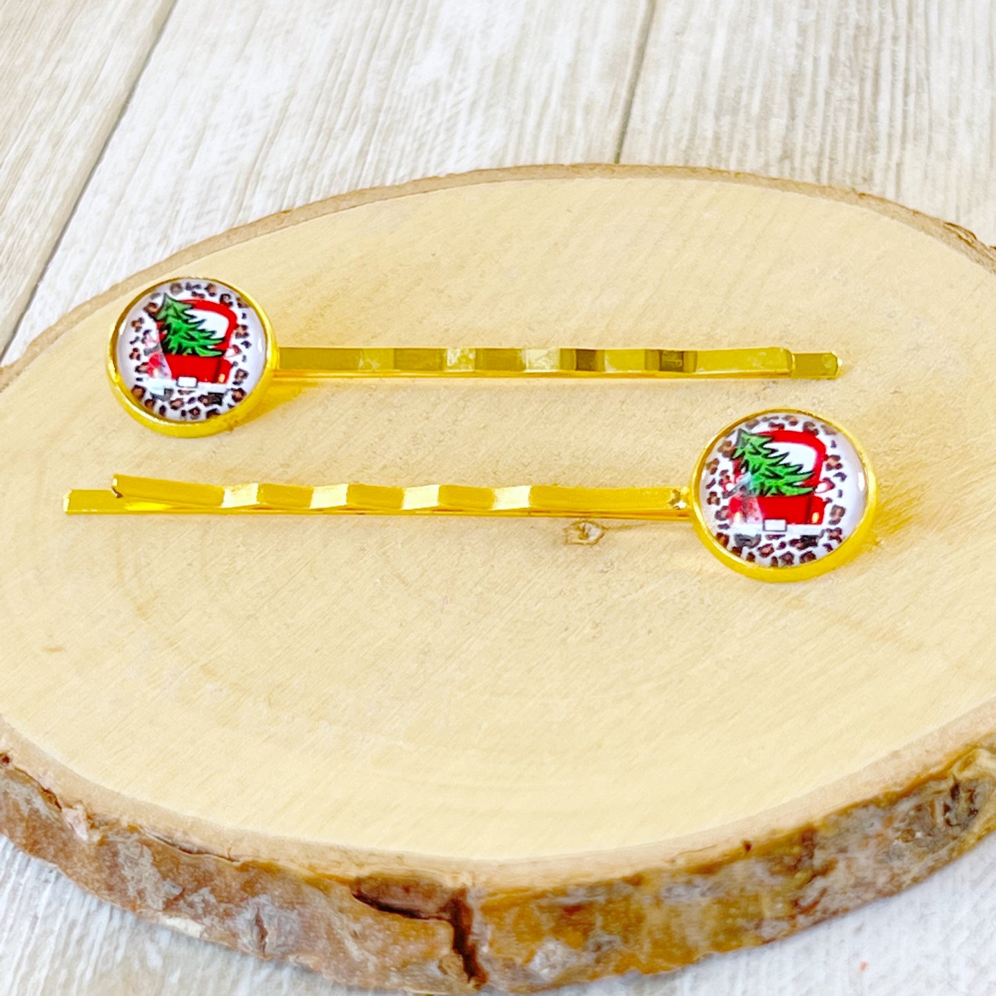 Red Truck Christmas Tree Holiday Bobby Pins