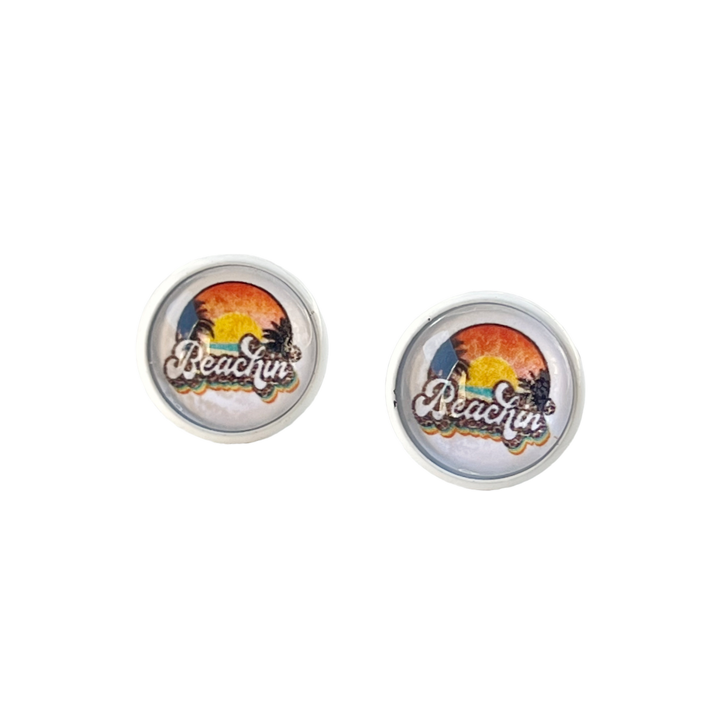 Beach Sunset White Stud Earrings - Coastal Chic Accessories