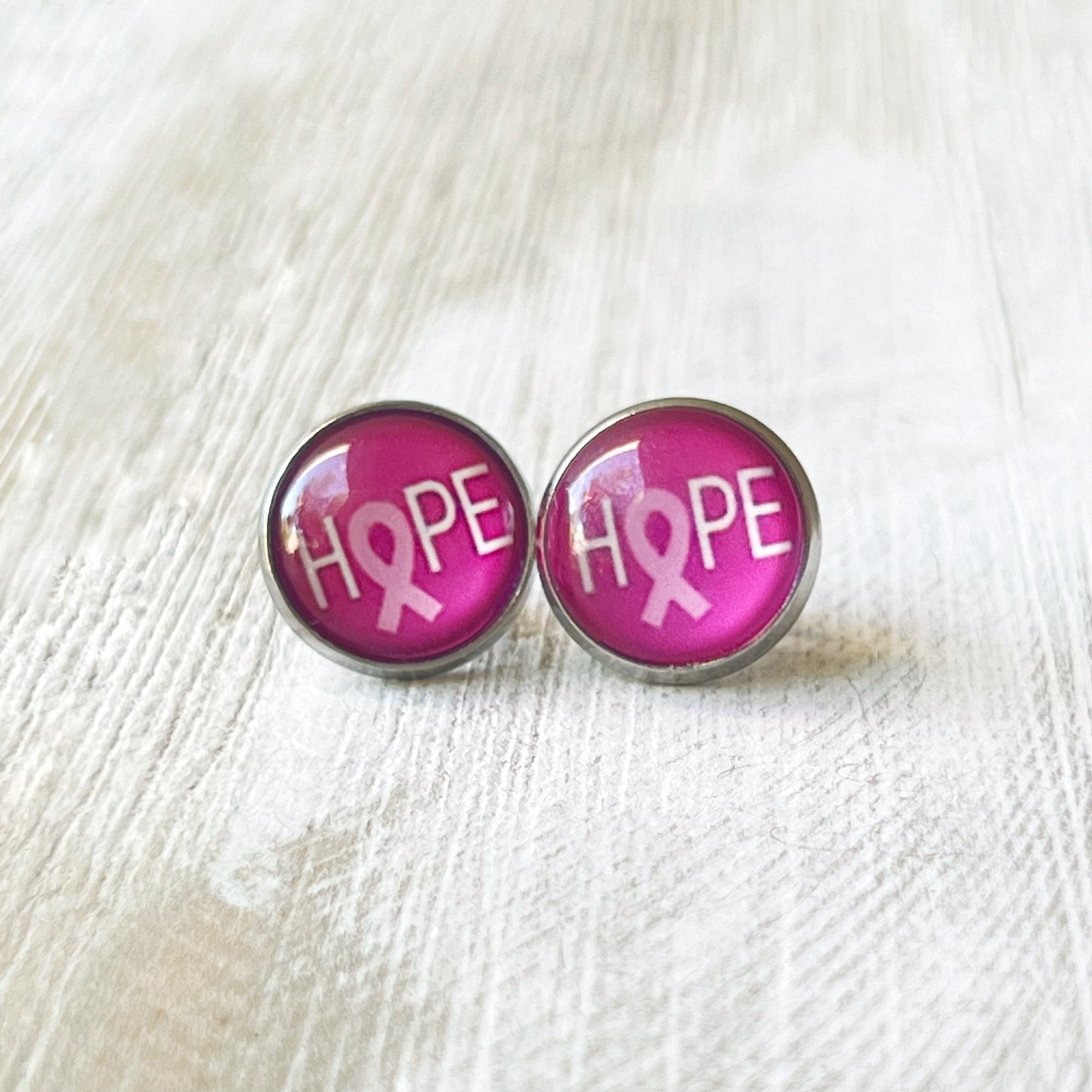 Breast Cancer Awareness 'Hope' Stud Earrings - Stylish & Meaningful Accessories