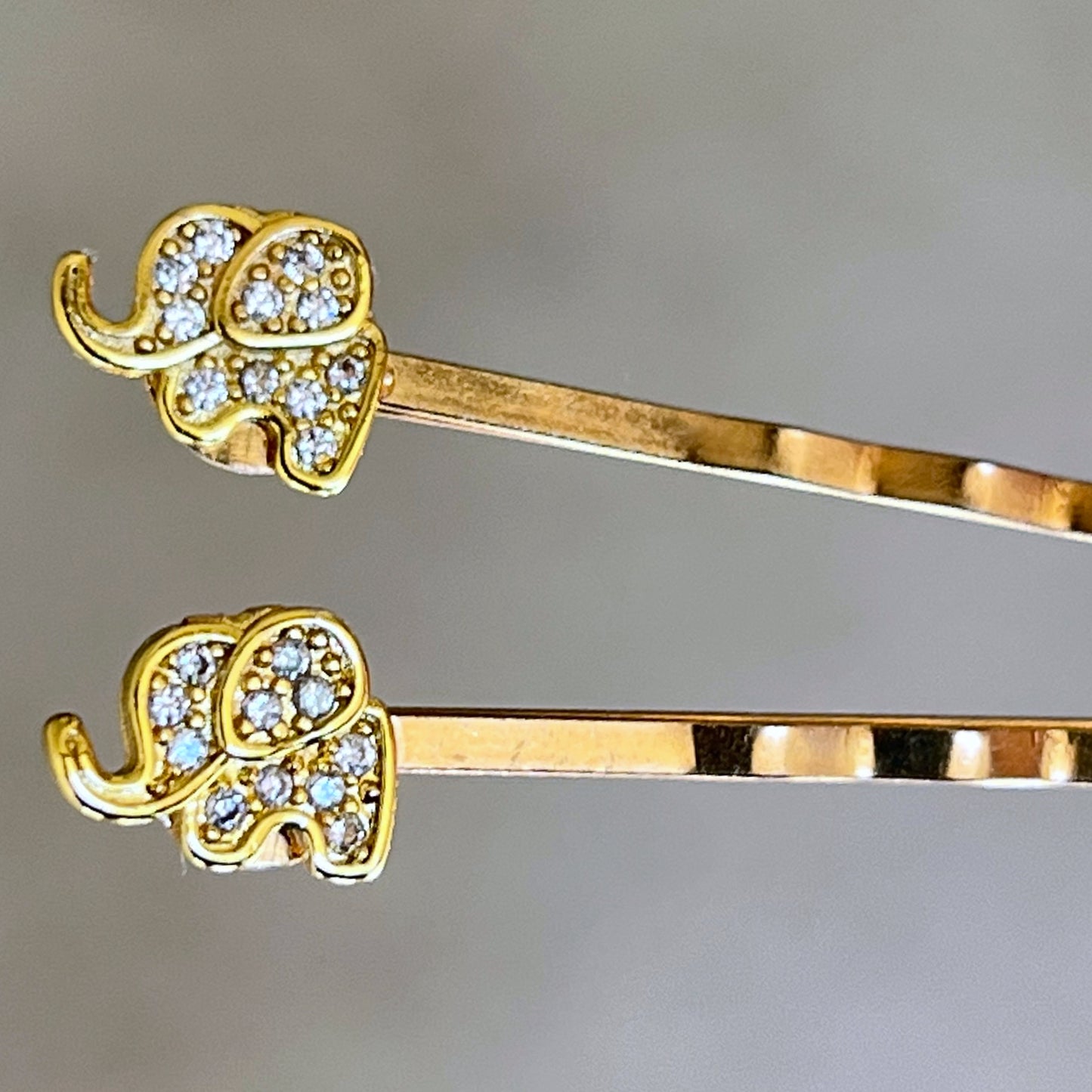 Tiny Gold Rhinestone Elephant Bobby Pins: Adorable Animal-inspired Accessories