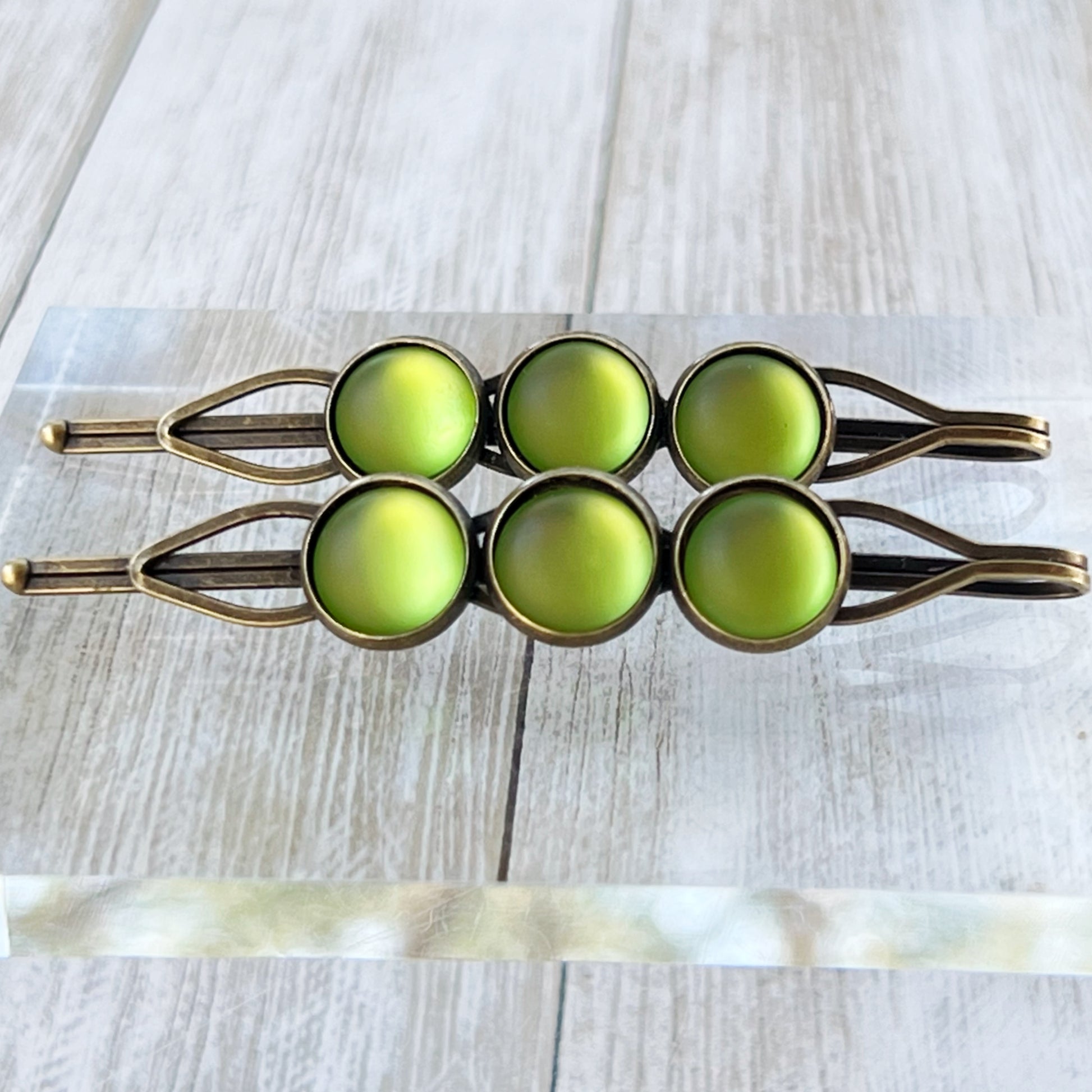 Candy Green Satin Acrylic Hair Pins: Sweet & Vibrant Accessories for Your Hair
