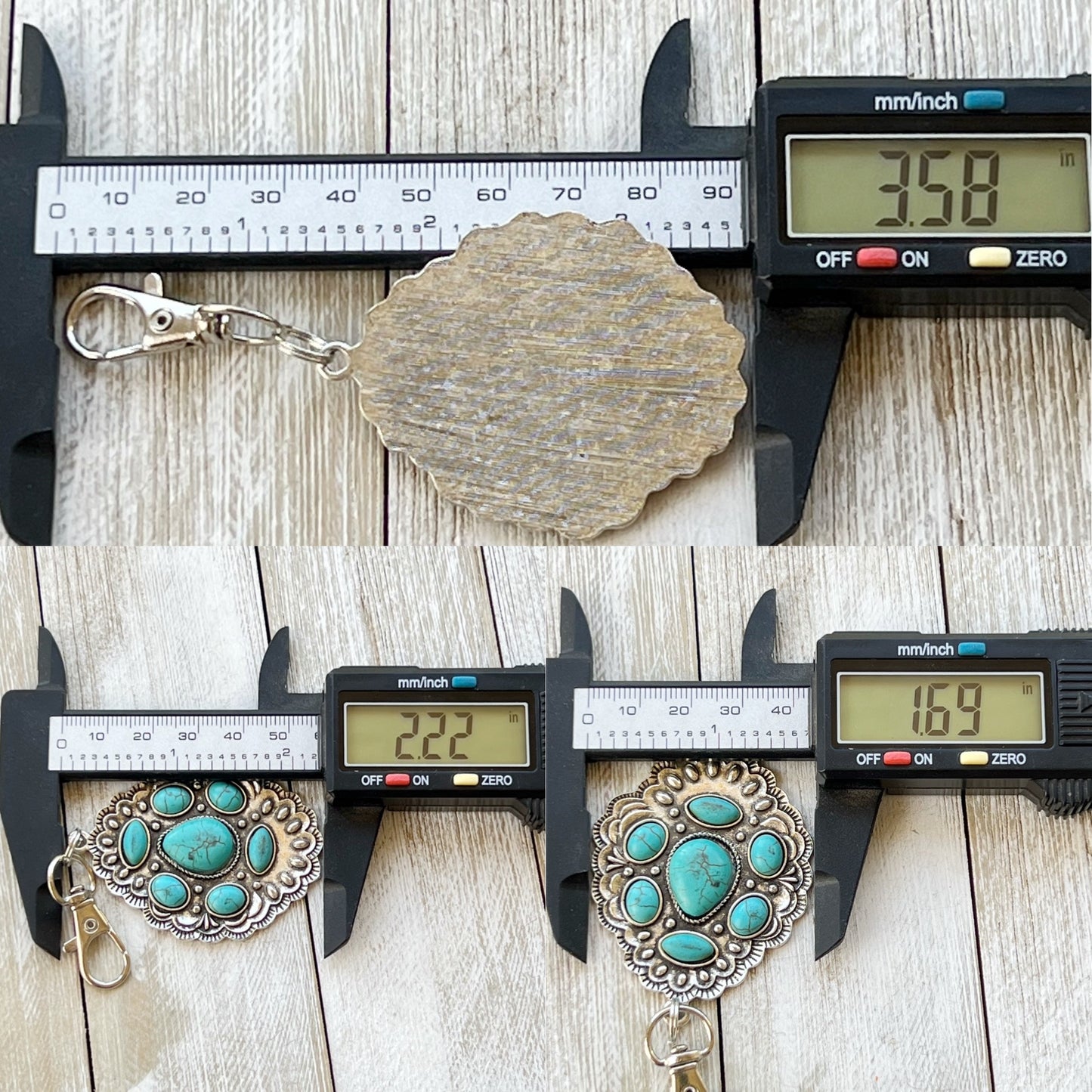 Southwest Turquoise Cluster Keychain – Vintage Western Concho Style Bag Charm