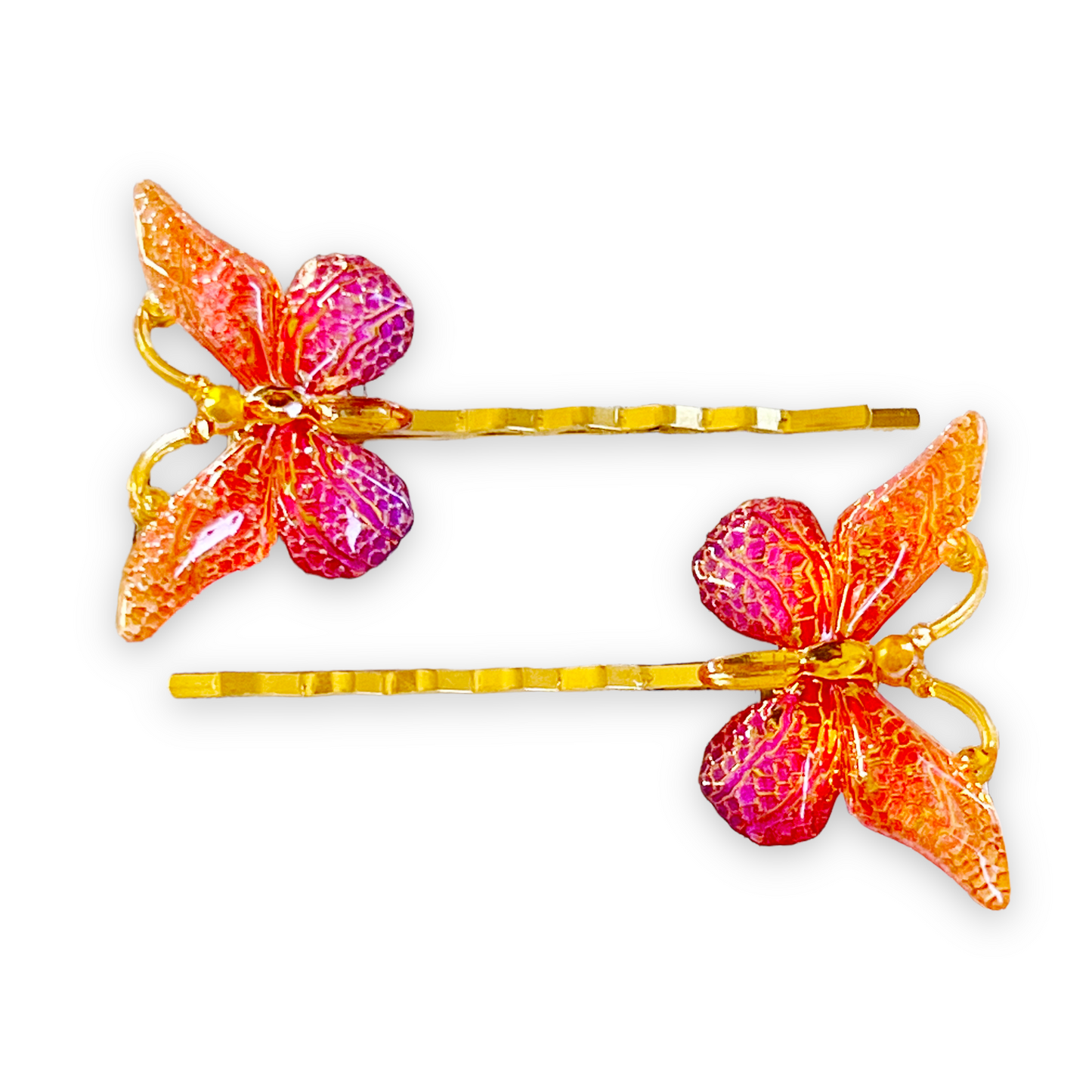 Orange & Purple Butterfly Hair Pins