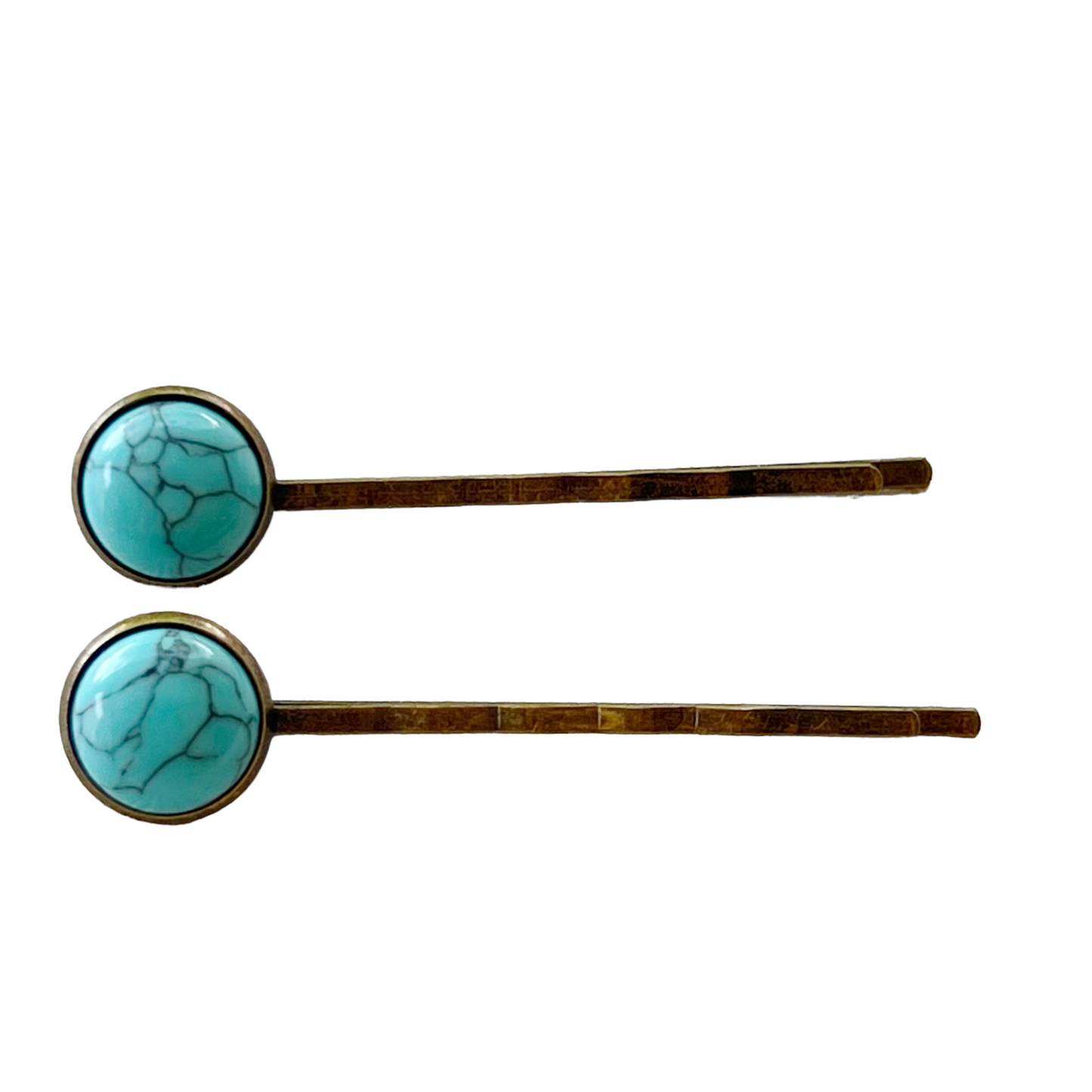 Turquoise Hair Pins - Western Cowgirl Decorative Brass Bobby Pin, Women's Southwestern Hair Accessories