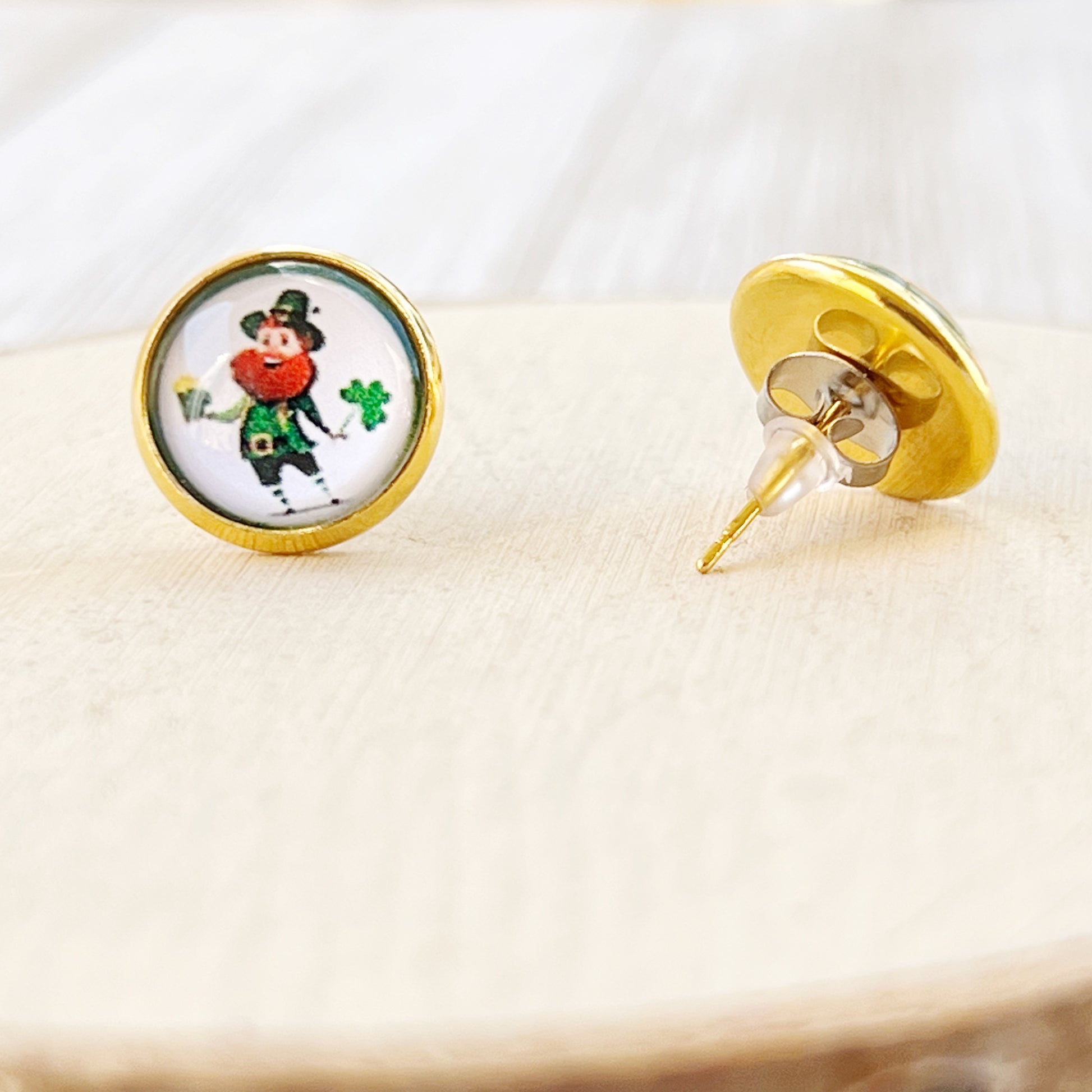 Leprechaun Gold Stud Earrings - Lucky & Festive Accessories