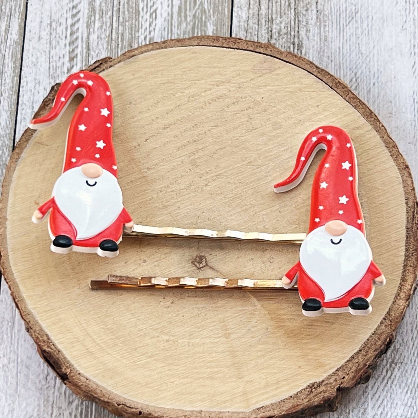 Red Gnome Christmas Hair Pins