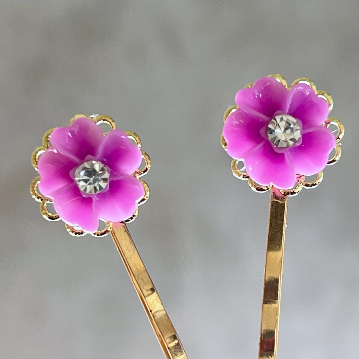 Purple Rhinestone Flower Hair Pins, Hair Pins For Woman, Purple Bobby Pins, Decorative Bobby Pin, Womans Hair Clip, Floral Wedding Hair Pins