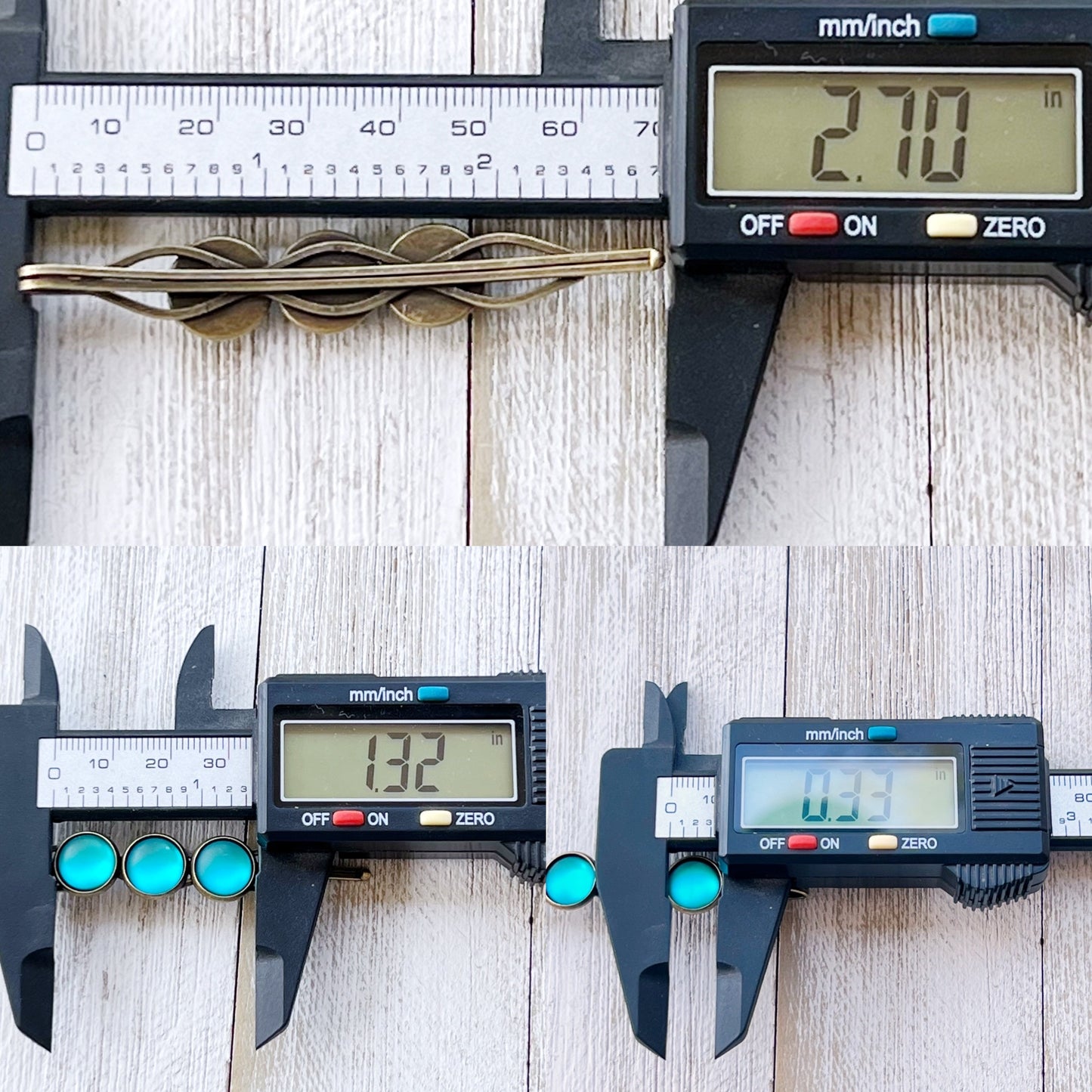 Satin Blue Rhinestone Hair Pins