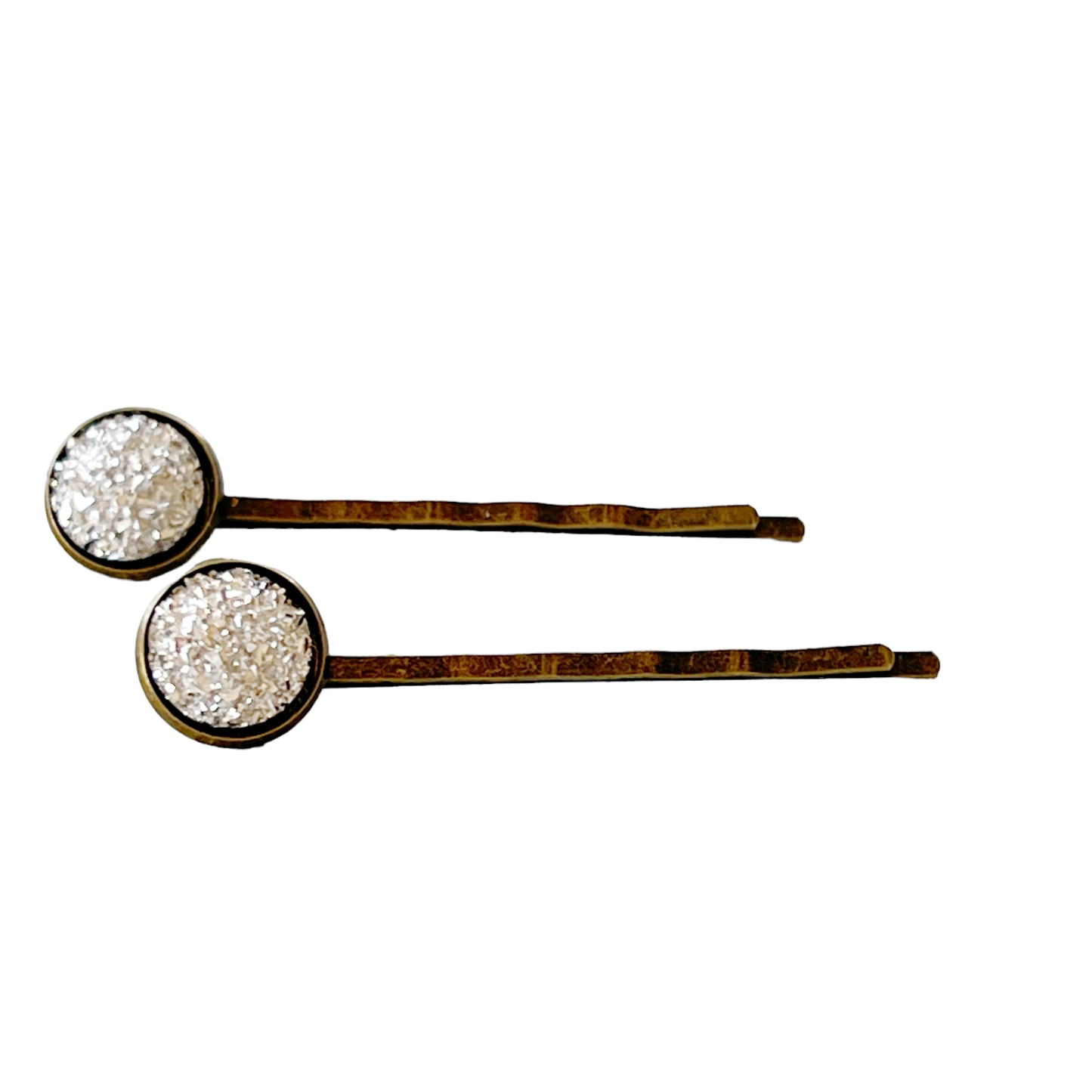 Silver Druzy Brass Hair Pins: Sparkling Accents for Sophisticated Hairstyles