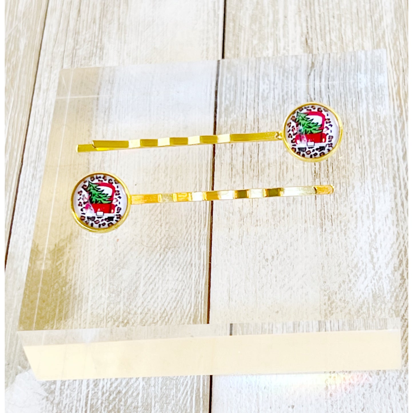 Red Truck Christmas Tree Holiday Bobby Pins