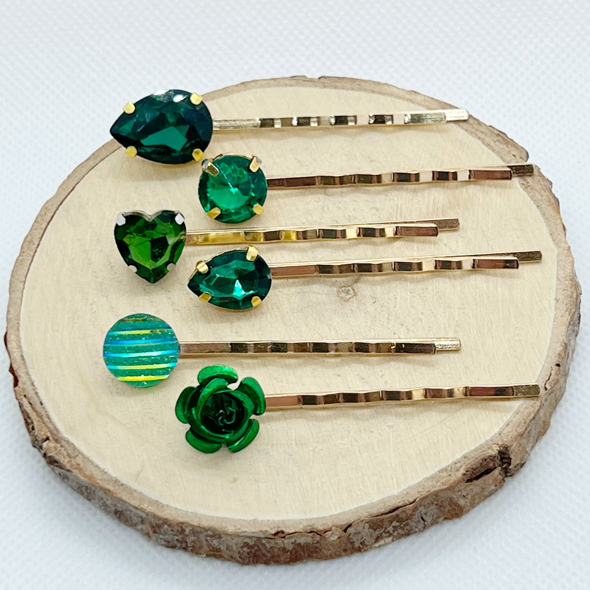 Emerald Green Rhinestone Hair Pin Set: Glamorous Accessories for Elegant Styles