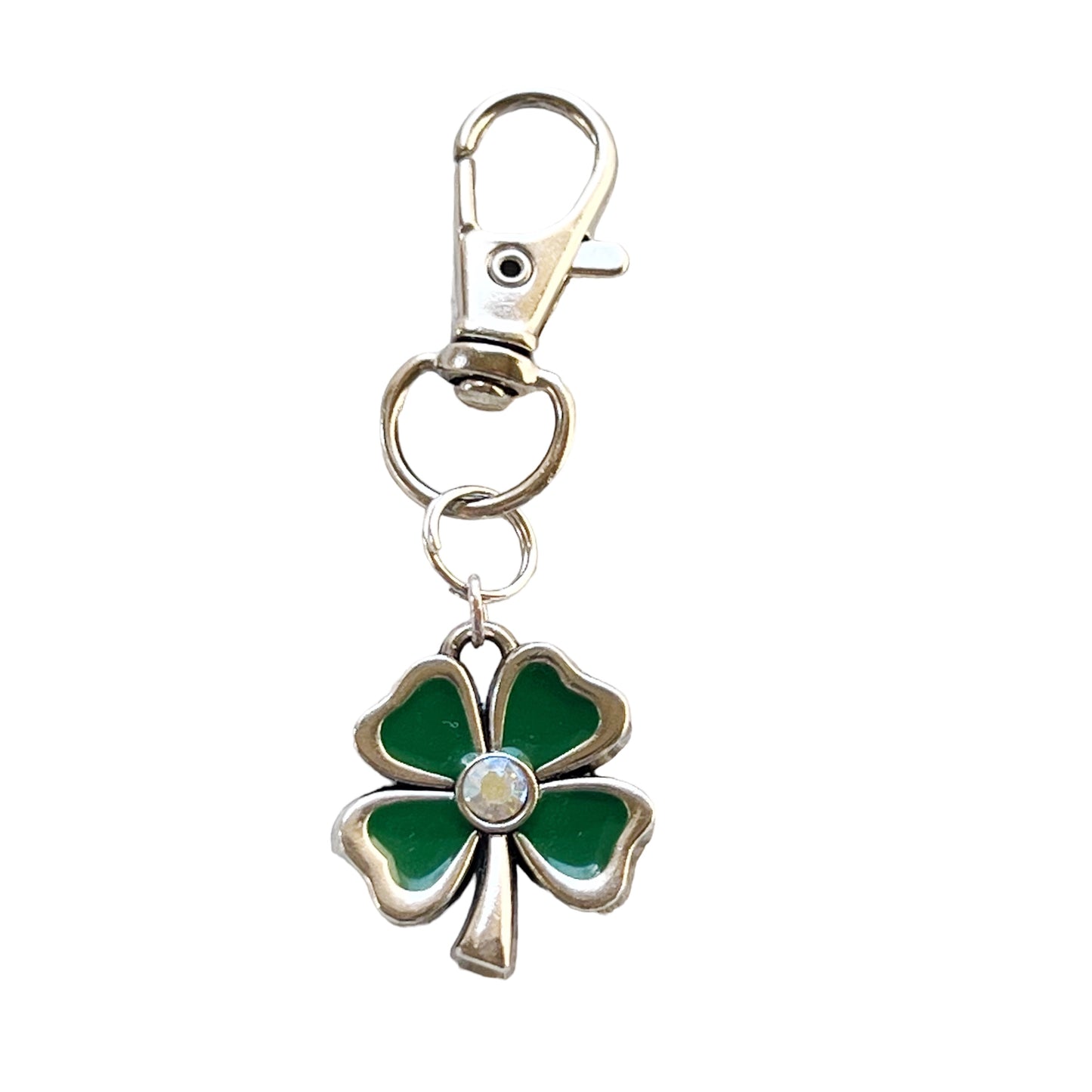 Rhinestone Shamrock Purse Charm – Lucky Clover Keychain for St. Patrick’s Day