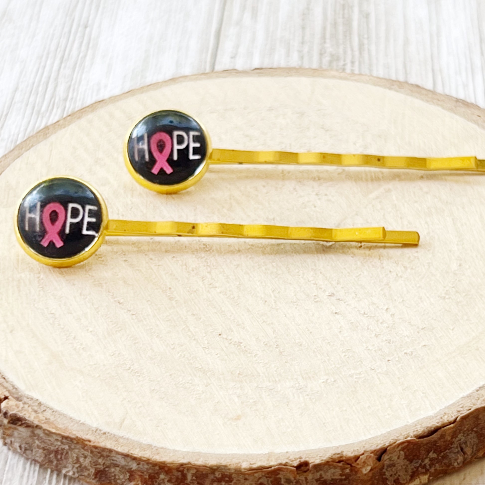 Hope Breast Cancer Awareness Month Pink Ribbon Hair Pins