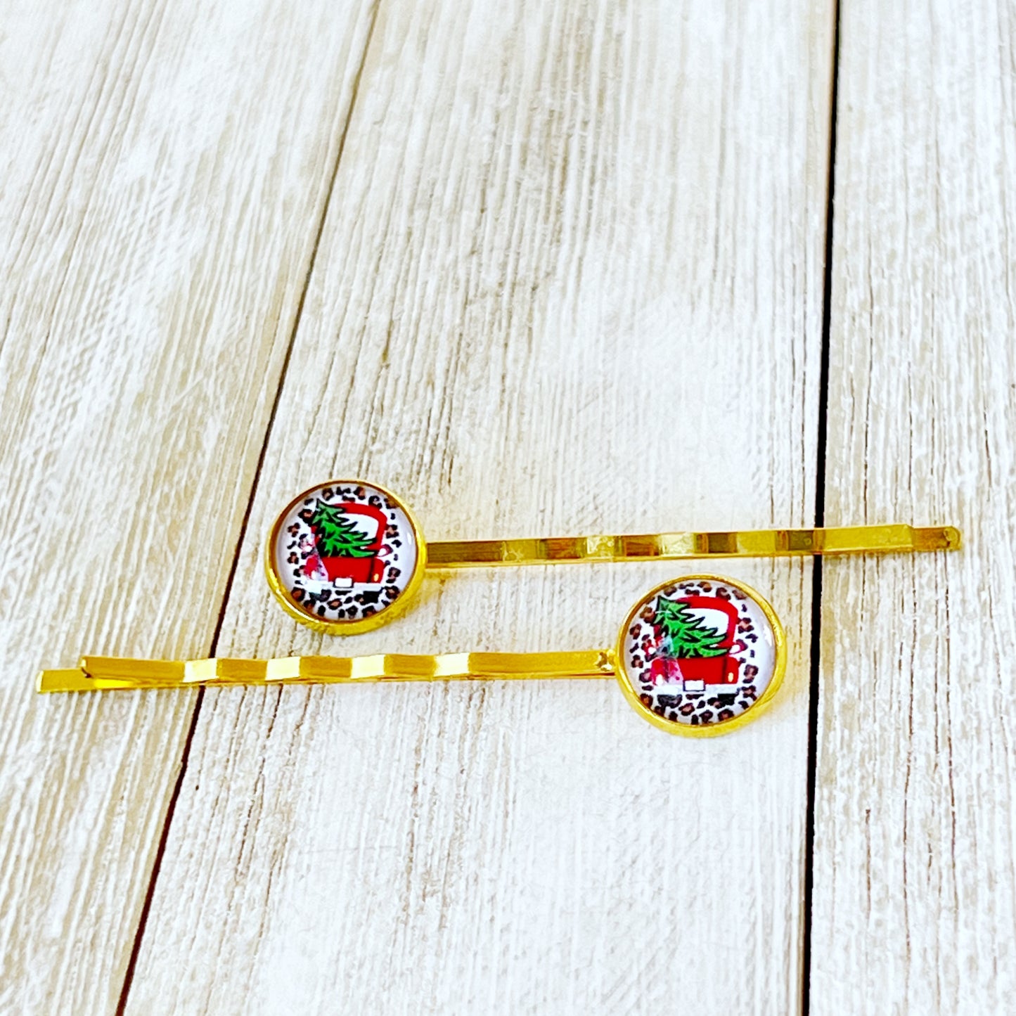 Red Truck Christmas Tree Holiday Bobby Pins
