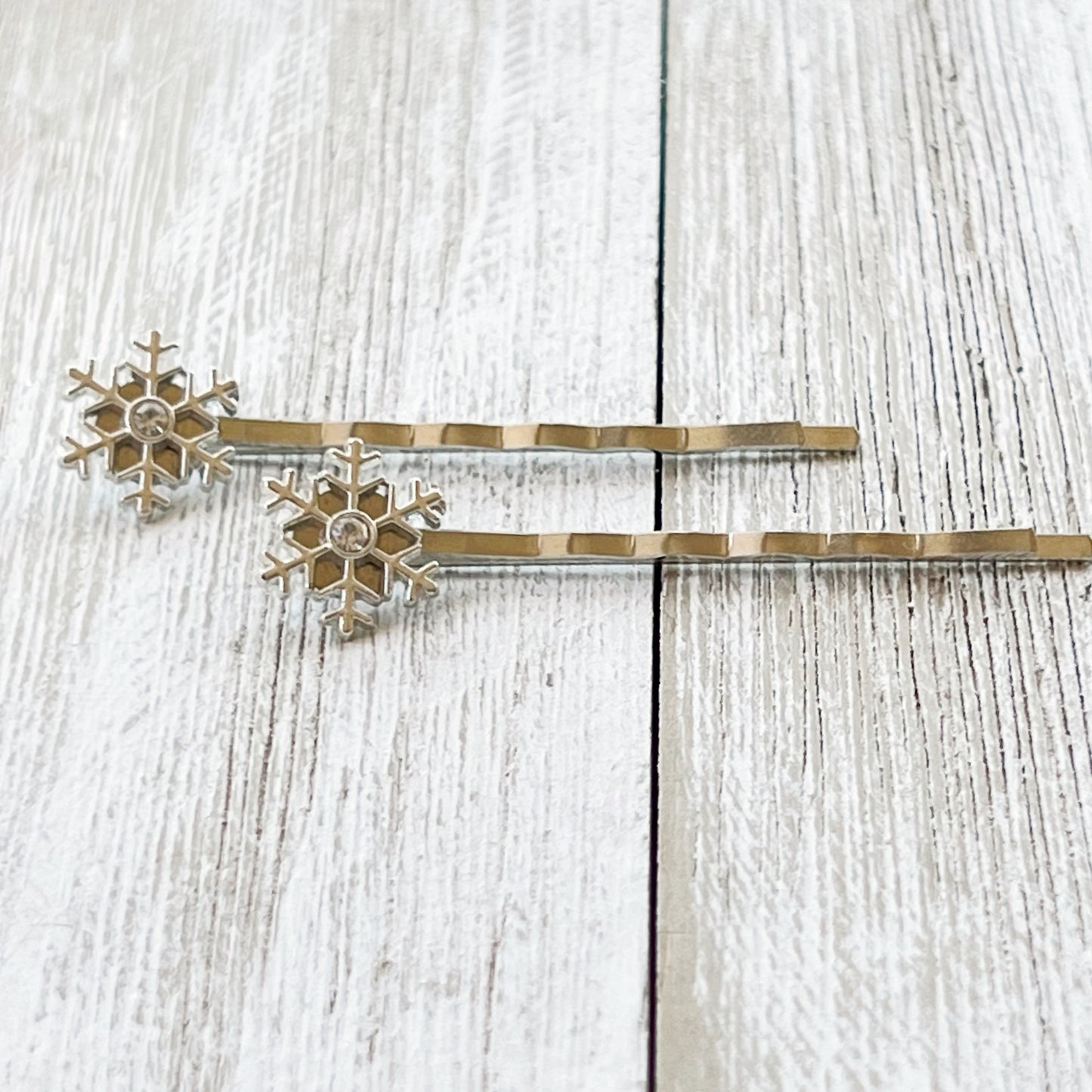 Snowflake Hair Pins – Crystal Silver Winter Boho Hair Clips