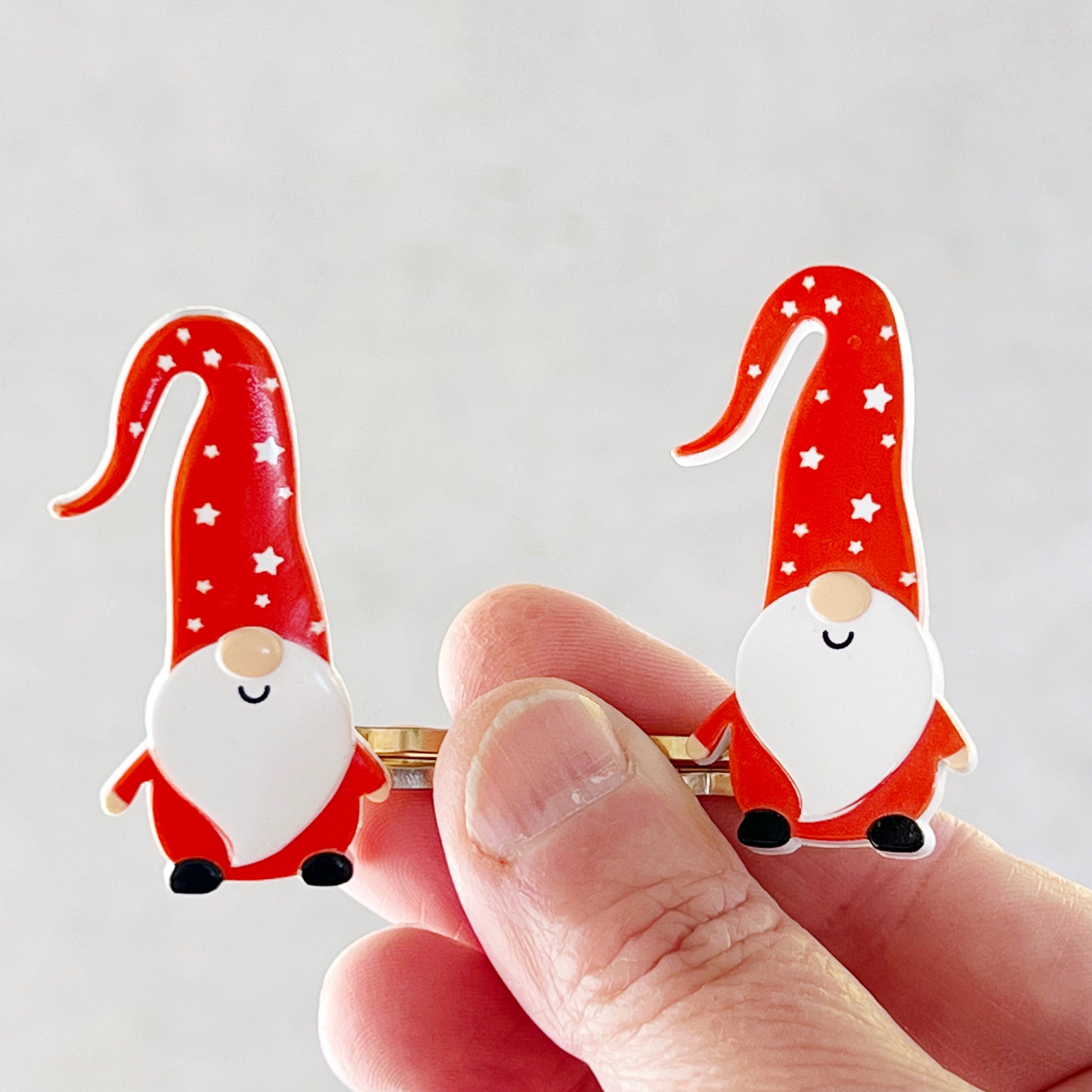 Red Gnome Christmas Hair Pins