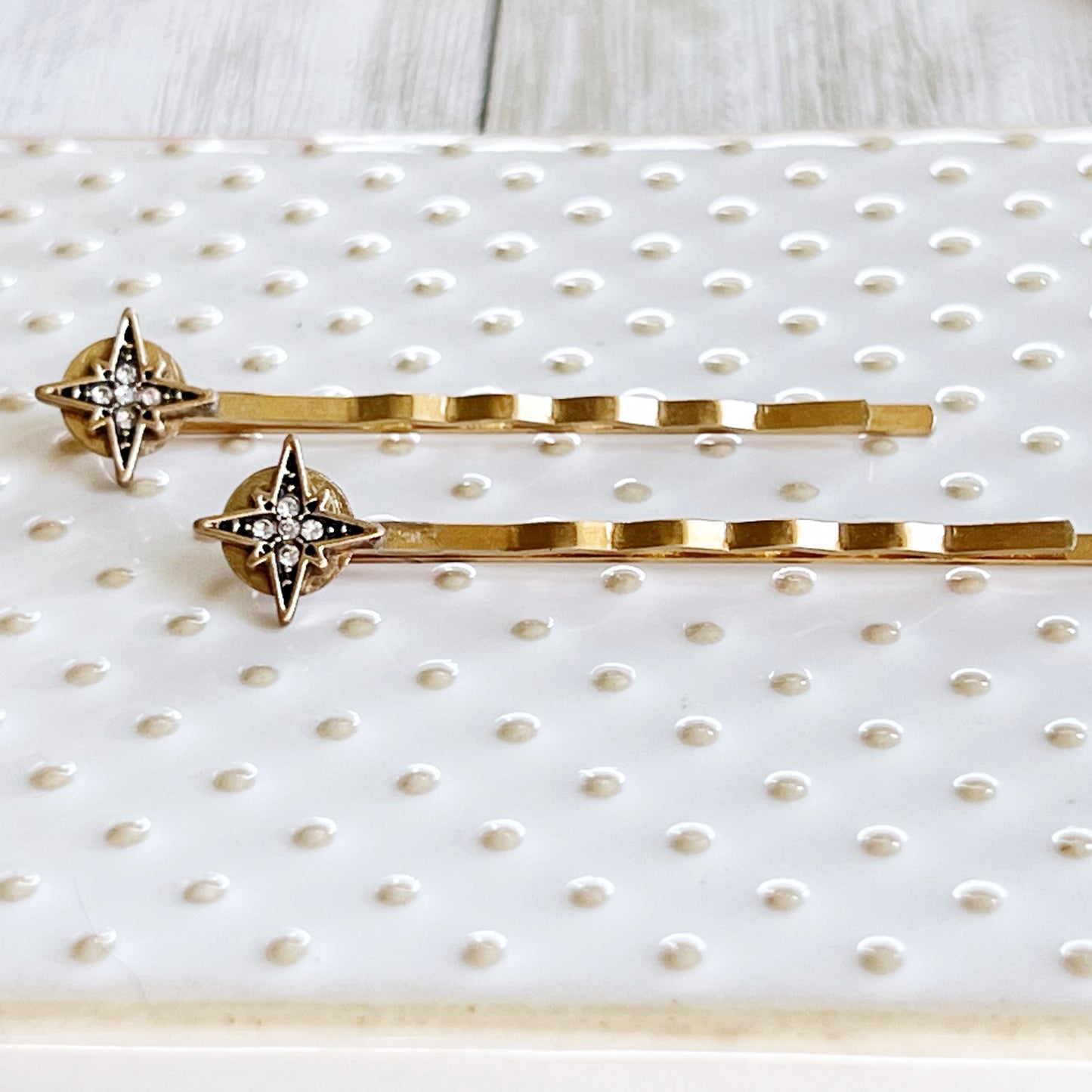 North Star Rhinestone Hair Pins – Gold Celestial Hair Clips with Vintage Style