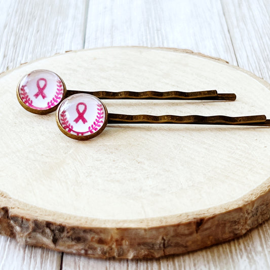Breast Cancer Awareness Ribbon Hair Pins - Supportive and Stylish Accessories