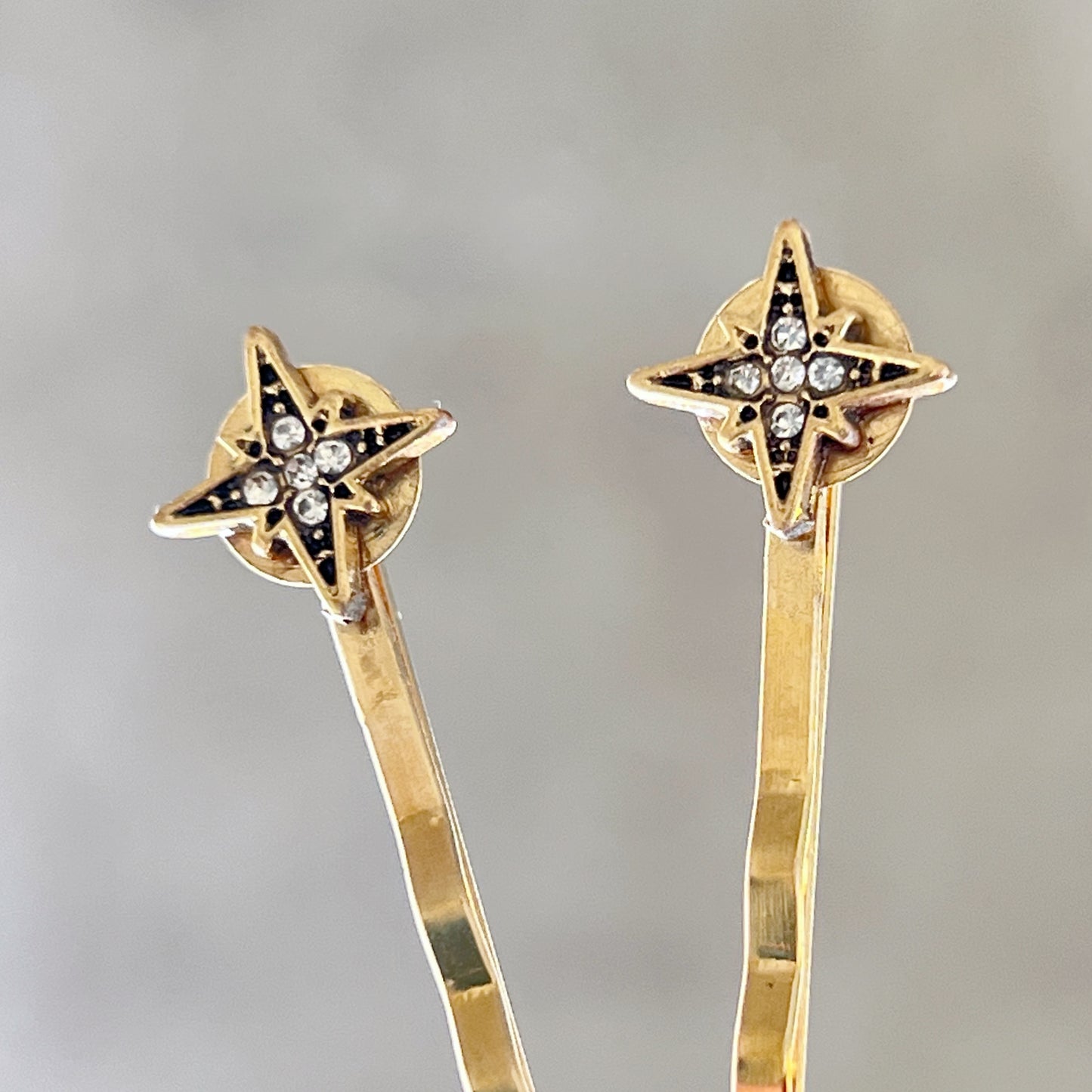 North Star Rhinestone Hair Pins – Gold Celestial Hair Clips with Vintage Style