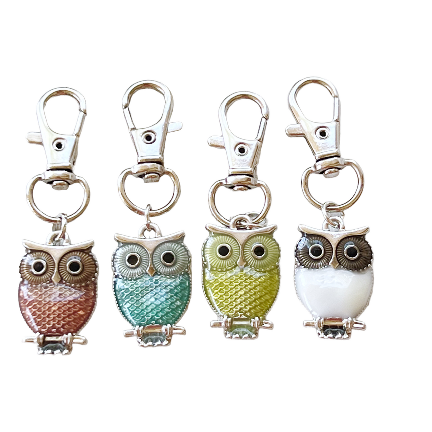 Vibrant Multi-Colored Owl Zipper Pull Keychain Purse Charms - Whimsical Accessories