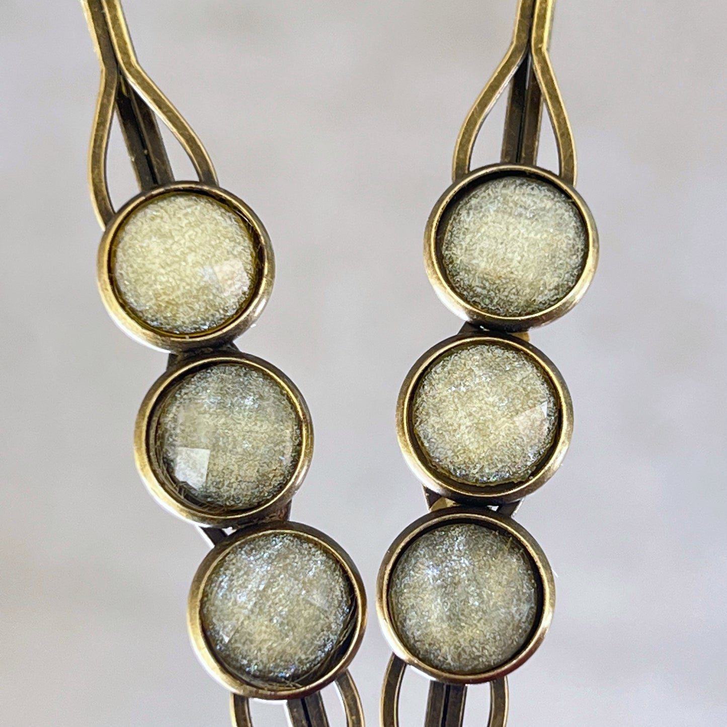 Champagne Shimmer Hair Clips – Retro Boho Bronze Barrettes