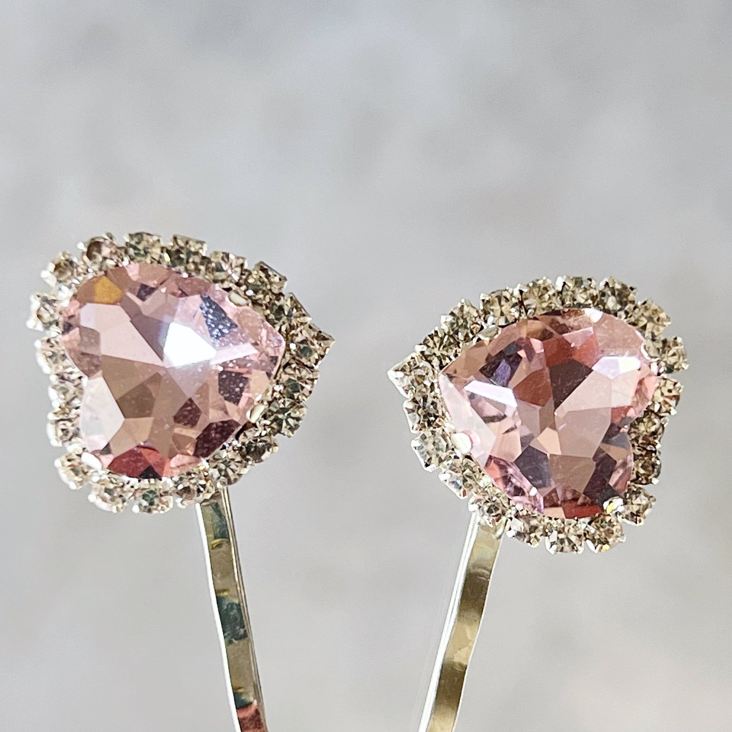 Light Pink Rhinestone Heart Hair Pins
