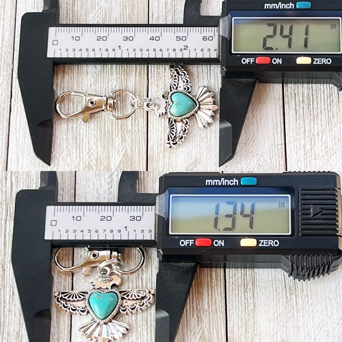 Turquoise Thunderbird Western Zipper Pull Handbag Charm - Stylish Southwest-Inspired Accessory