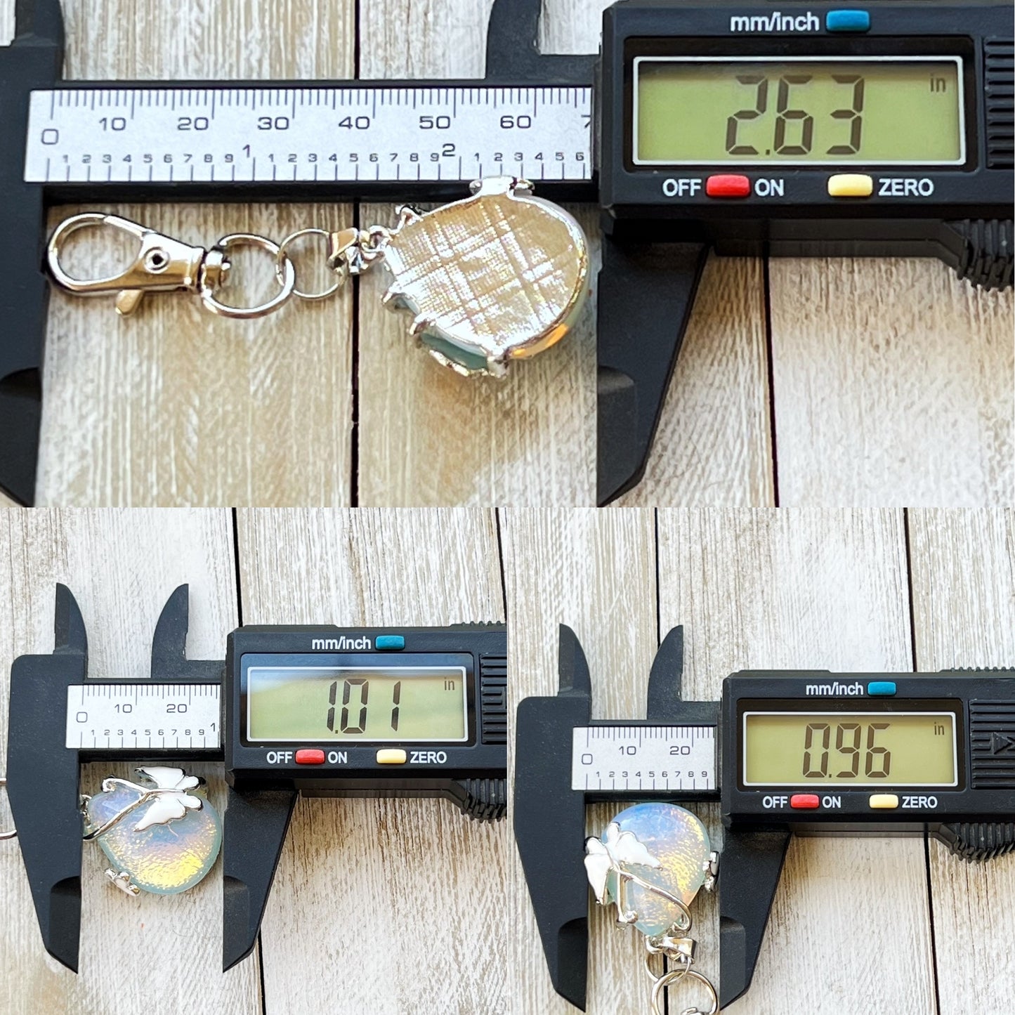 Opalite Butterfly Teardrop Keychain – Iridescent Glass & Silver Charm Accessory