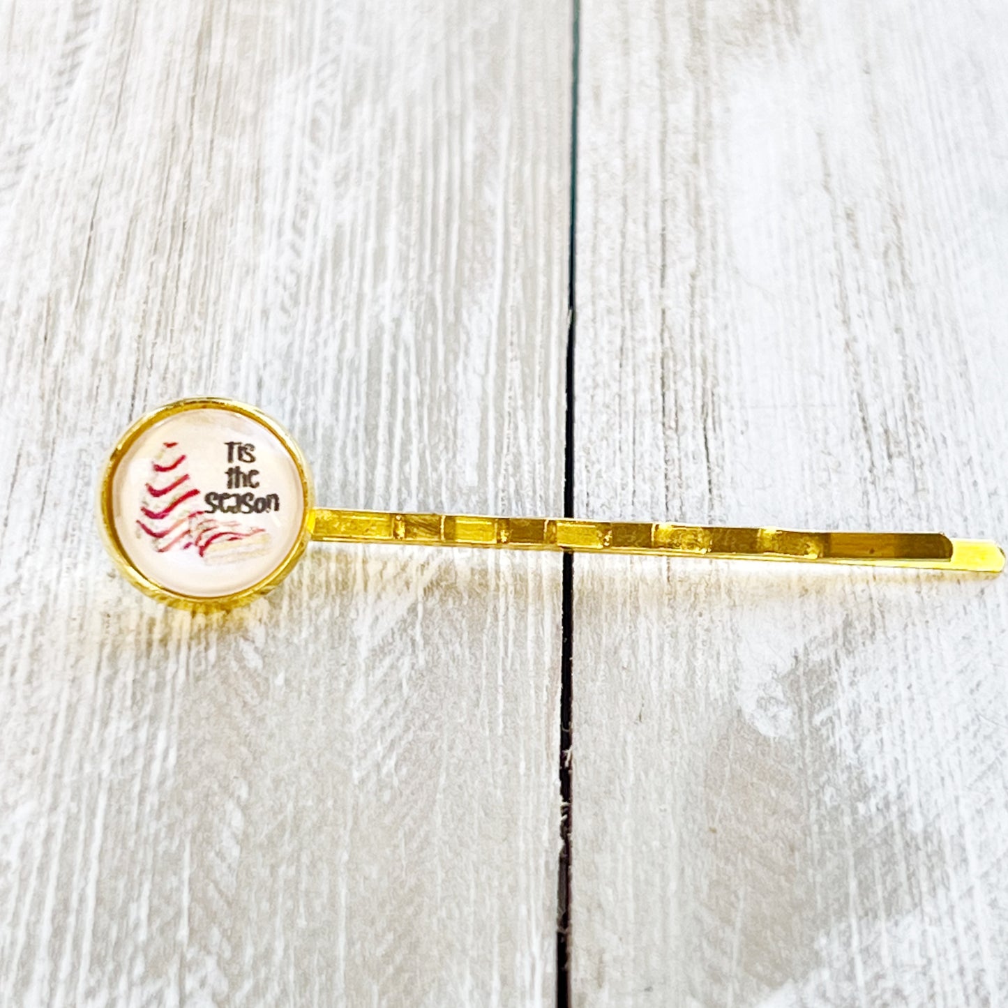 Christmas Tree Cake Gold Hair Pin - Festive Accessory for Holiday Hairstyles