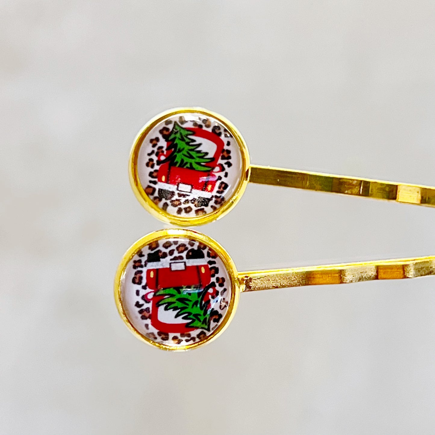Red Truck Christmas Tree Holiday Bobby Pins