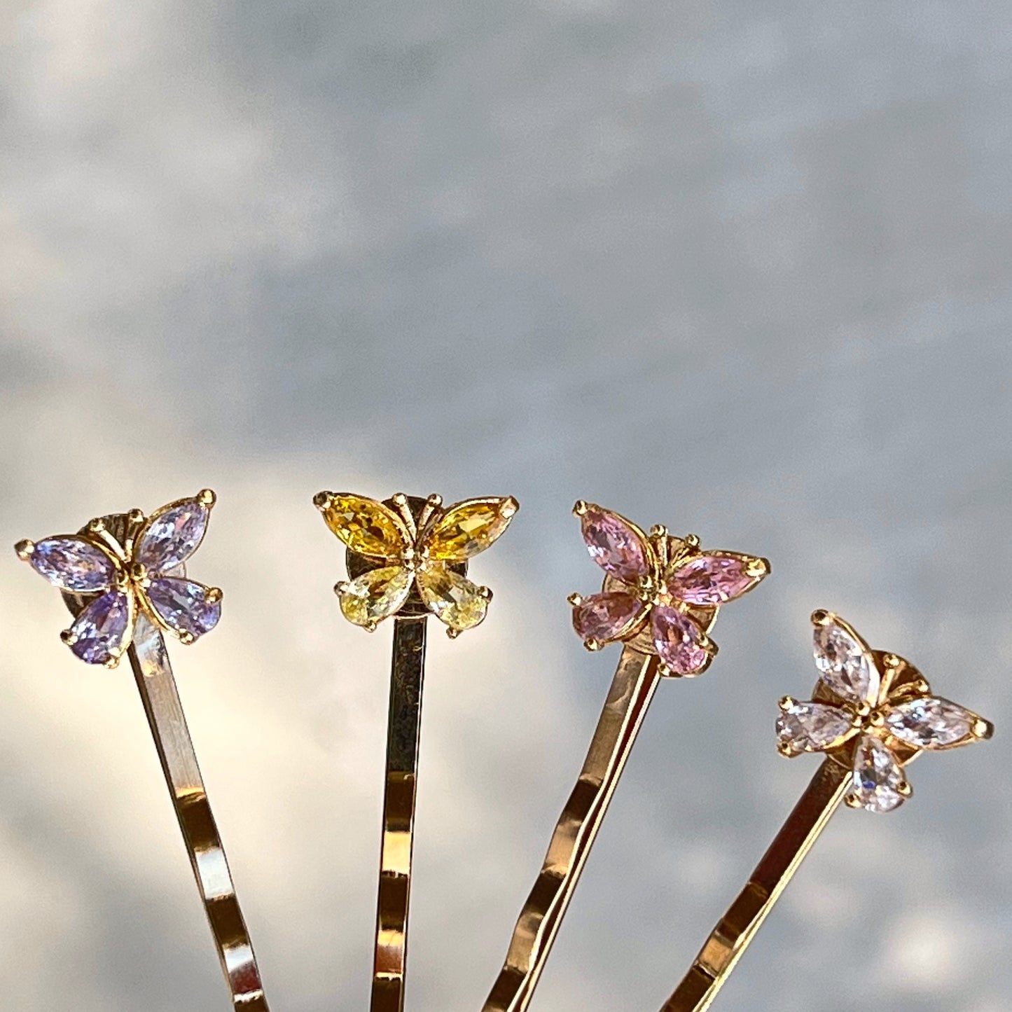 Pastel Rhinestone Butterfly Hair Pins