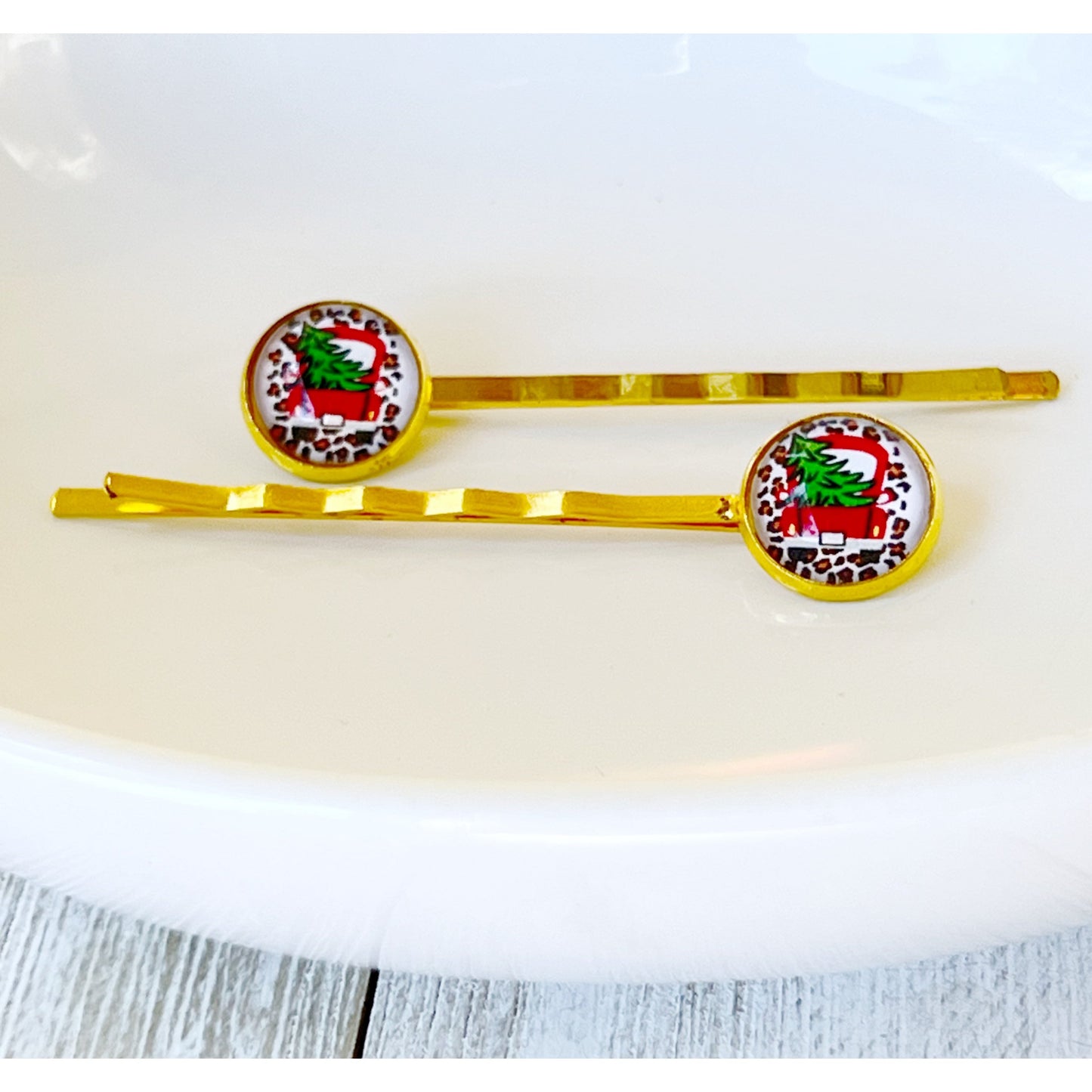 Red Truck Christmas Tree Holiday Bobby Pins