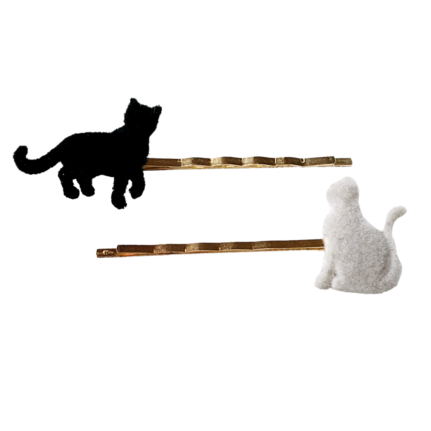 Gray & Black Felted Cat Hair Pins - Quirky Accessories for Feline-Inspired Hairstyles