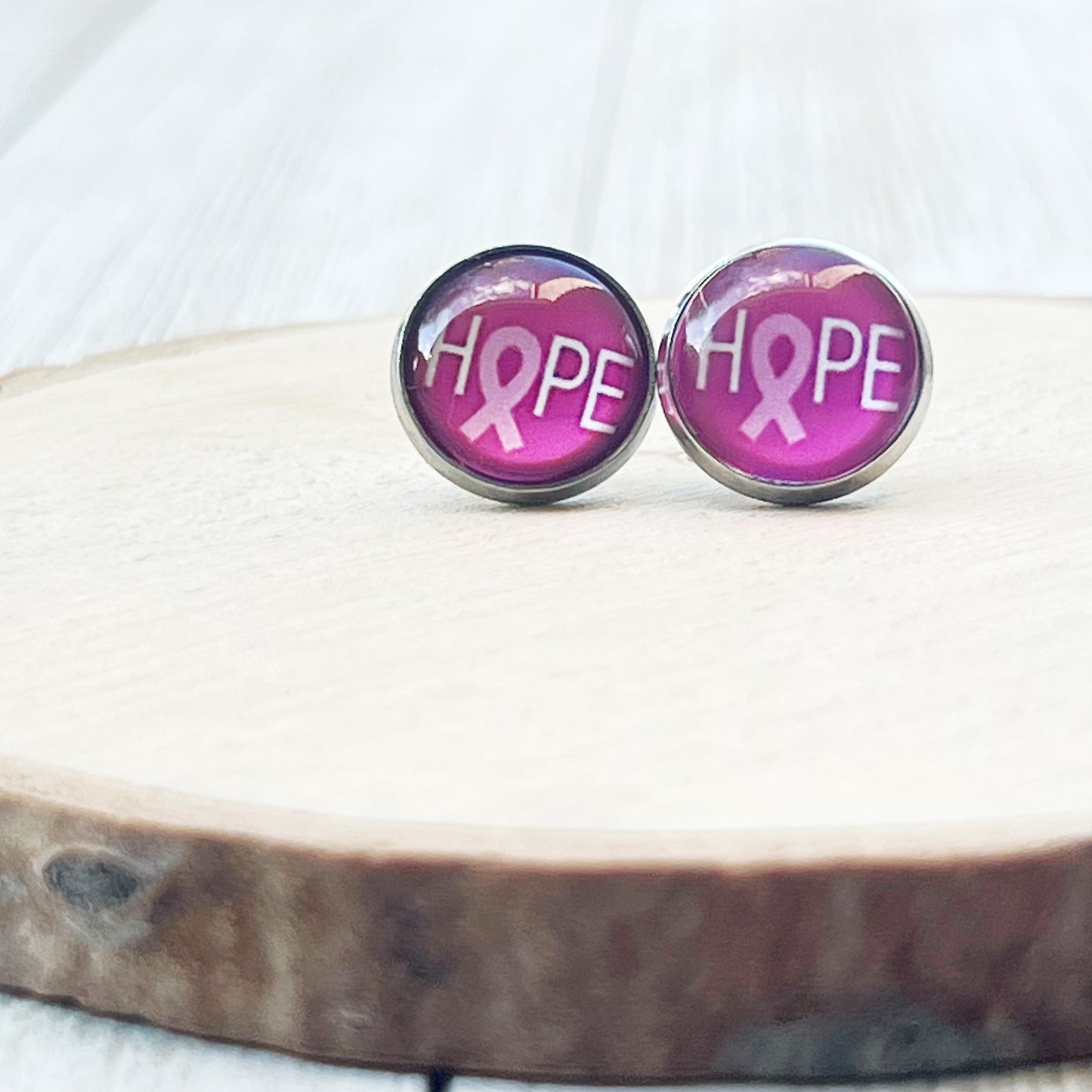 Breast Cancer Awareness 'Hope' Stud Earrings - Stylish & Meaningful Accessories
